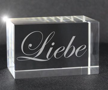 VIP-LASER Dekofigur 3D Glasquader Liebe, Hochwertige Geschenkbox, Made in Germany, Familienbetrieb