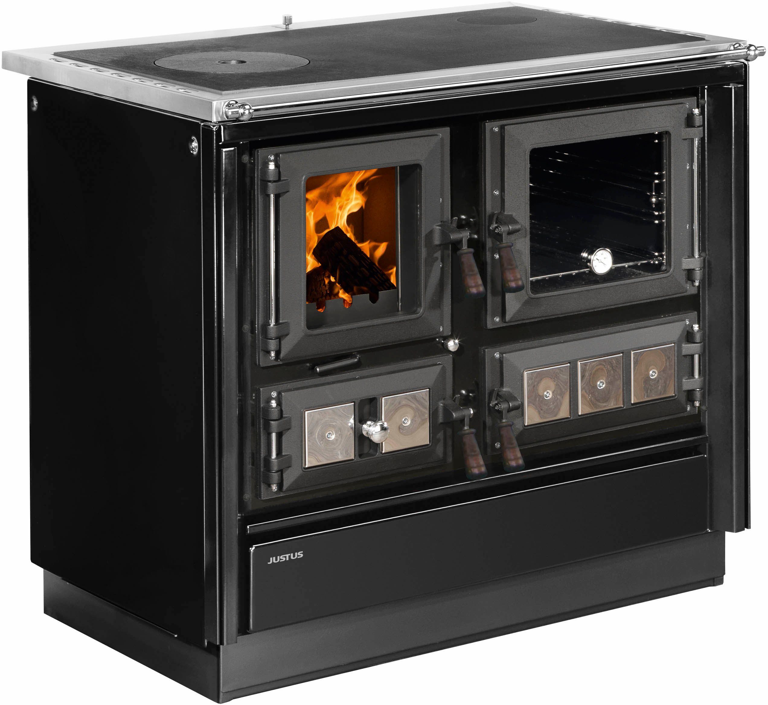 JUSTUS Festbrennstoffherd Rustico-90 2.0, 7,2 kW, Zeitbrand