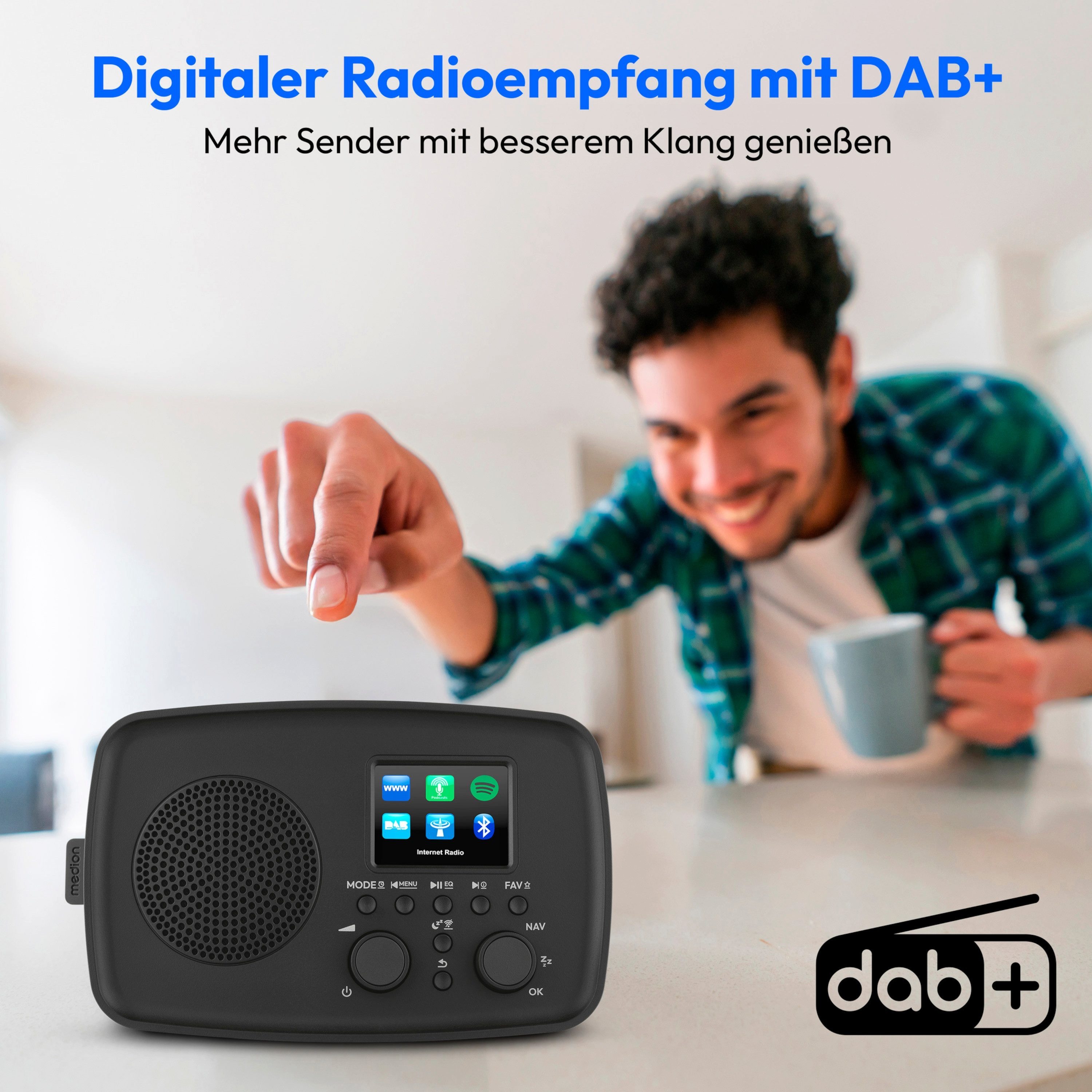 Medion® LIFE Internetradio IRE-1 (MD89318) Radio (Digitalradio (DAB), 5 W, DAB+/UKW-Empfang, Senderspeicher, 5 Watt (RMS)
