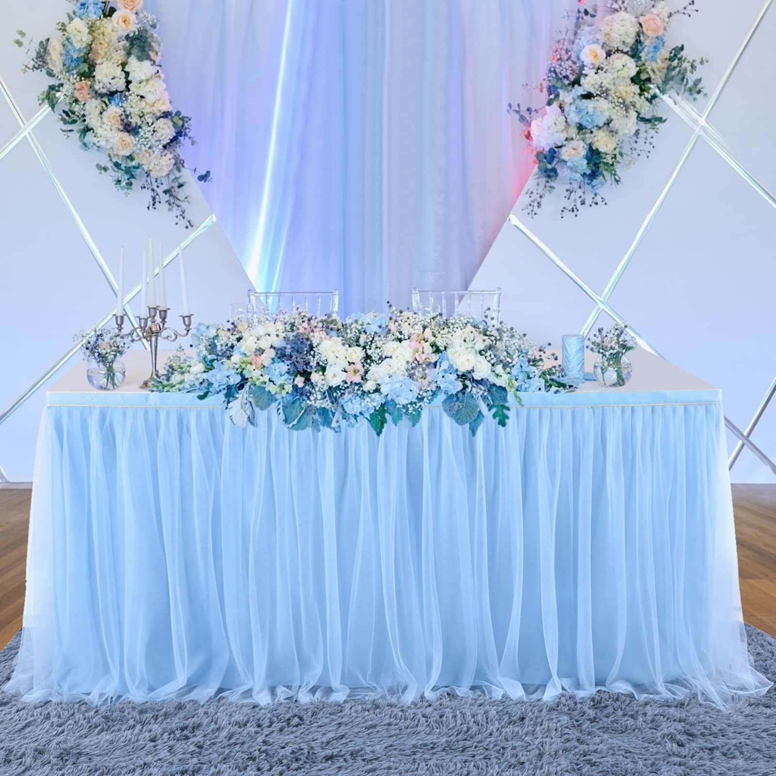 Tischdecke Taufe, für GelldG Tischdekoration, Hochzeitstische blau Babyparty, Tischröcke