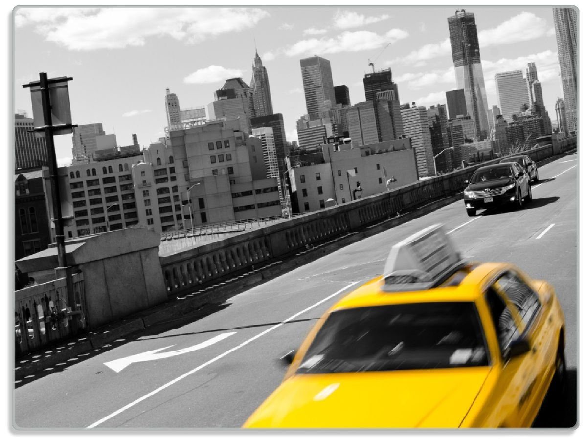 Wallario Schneidebrett New York Yellow Taxi II, ESG-Sicherheitsglas, (inkl. rutschfester Gummifüße 4mm, 1-St), 30x40cm