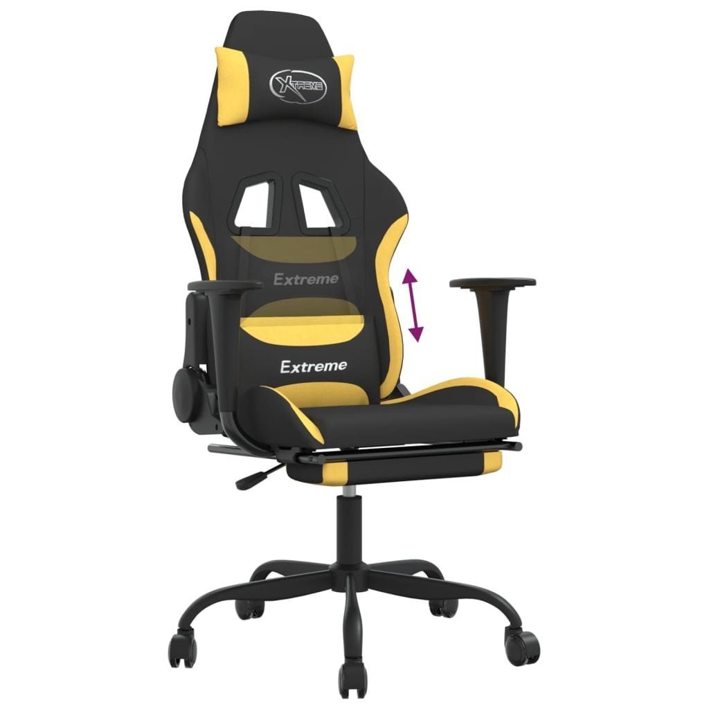 Gelb Schwarz furnicato (1 mit St) Gaming-Stuhl Stoff und Fußstütze