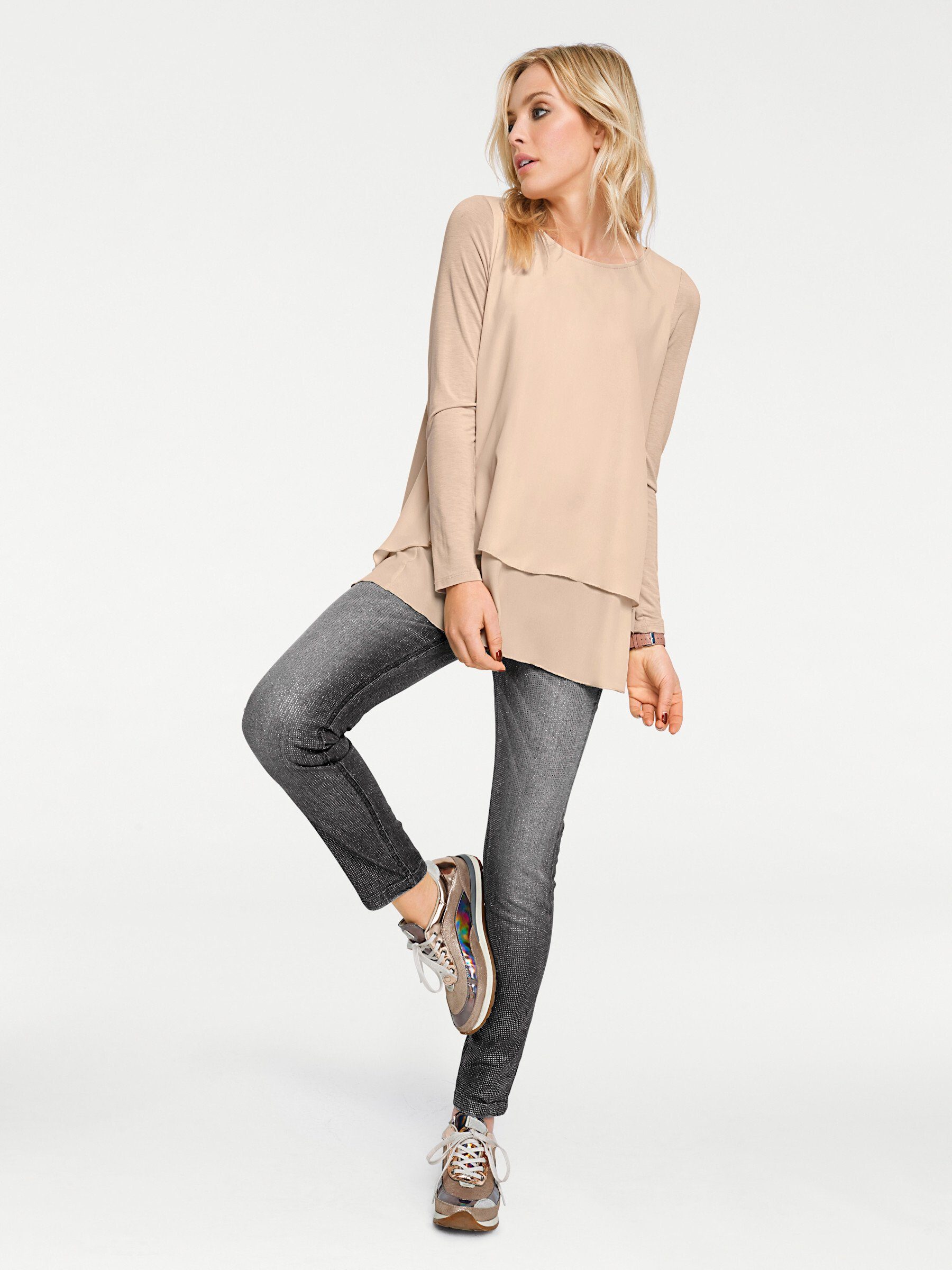 heine T-Shirt Rundhals-Shirt Langarm
