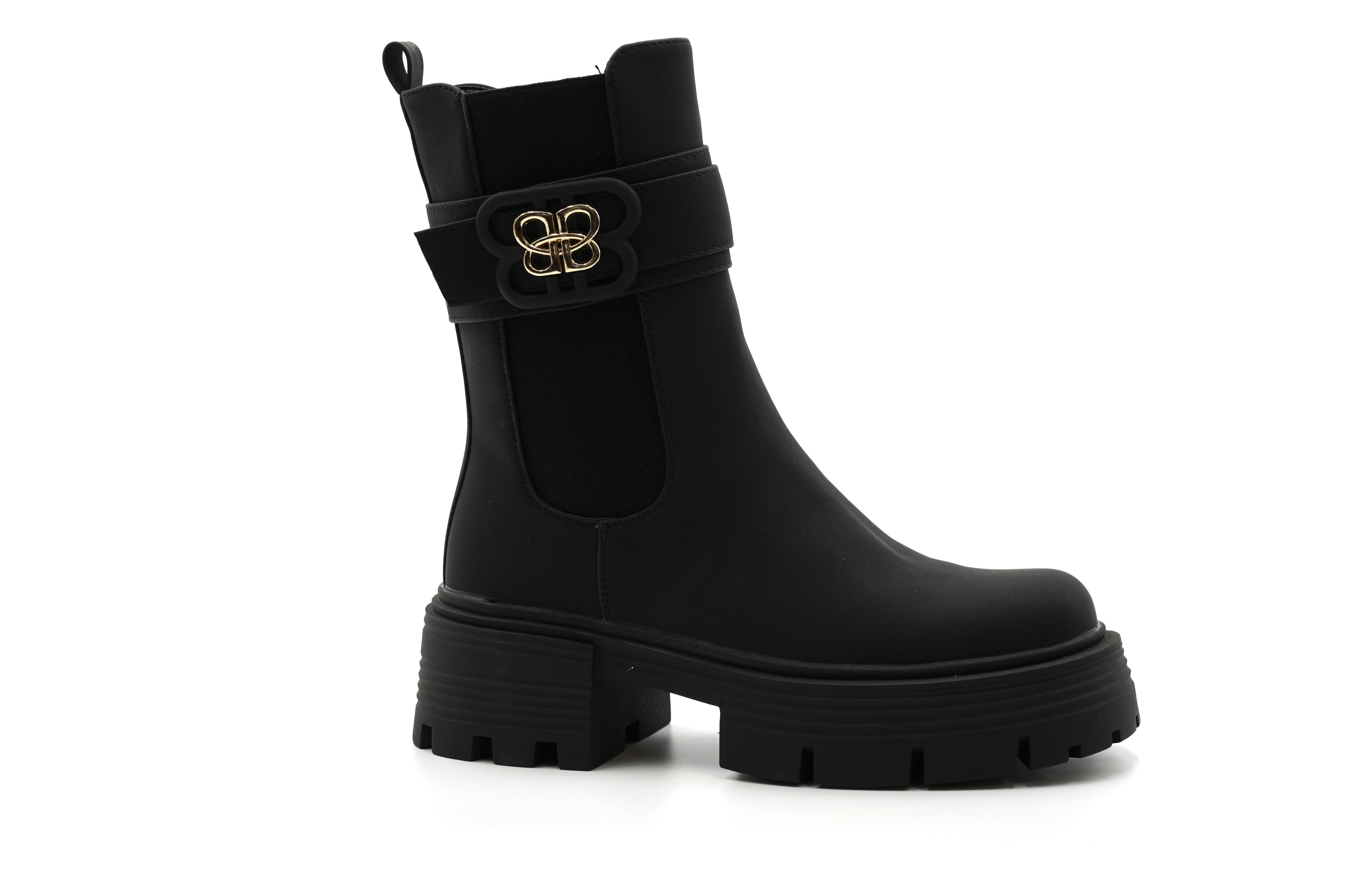 Sonderpostendiscount Damen chelsea Boots Schwarz mit seitlichem Reissverschluss XJ-978 Chelseaboots