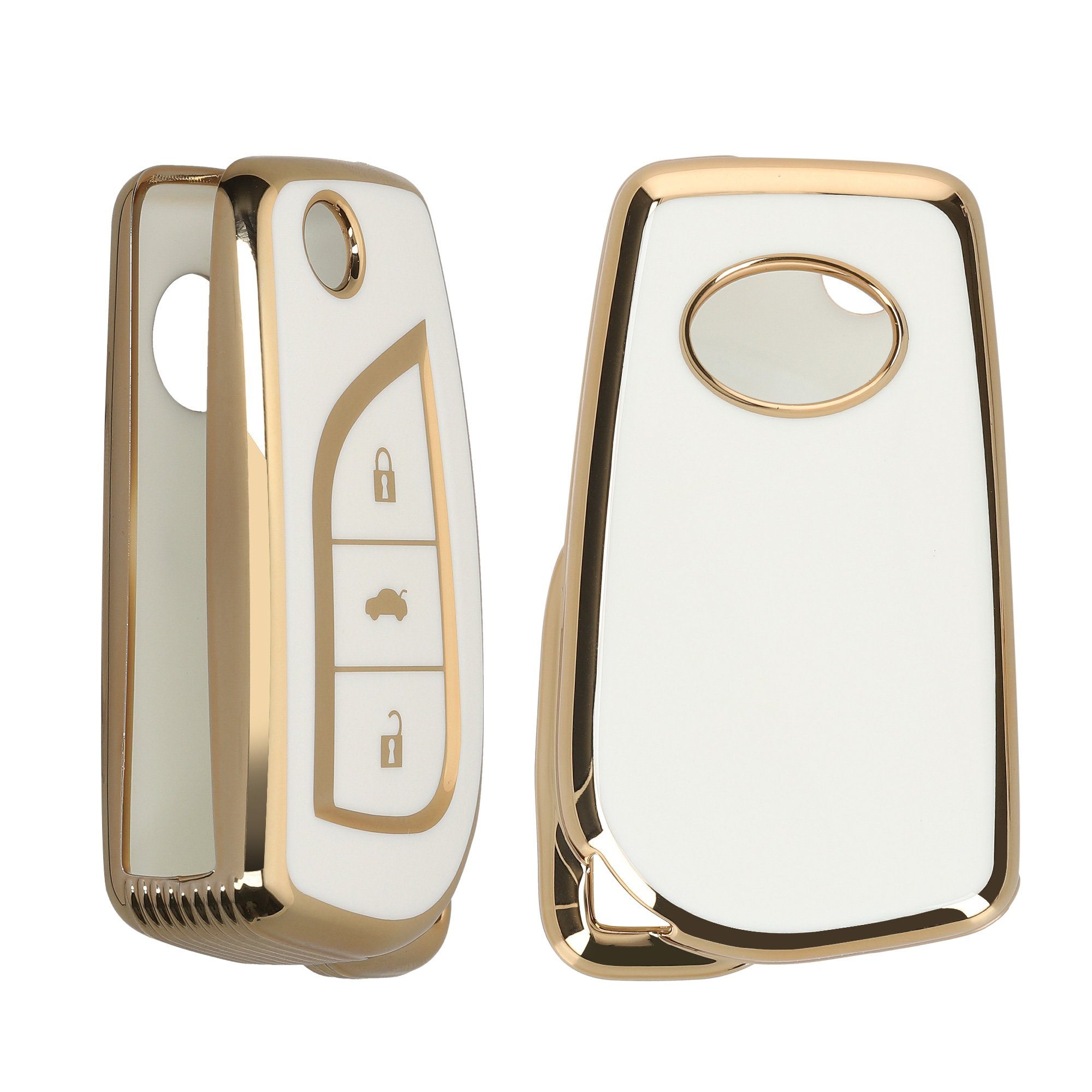 kwmobile Weiß Autoschlüssel Silikon Schlüsseltasche für Schlüsselhülle Cover Hülle Toyota,