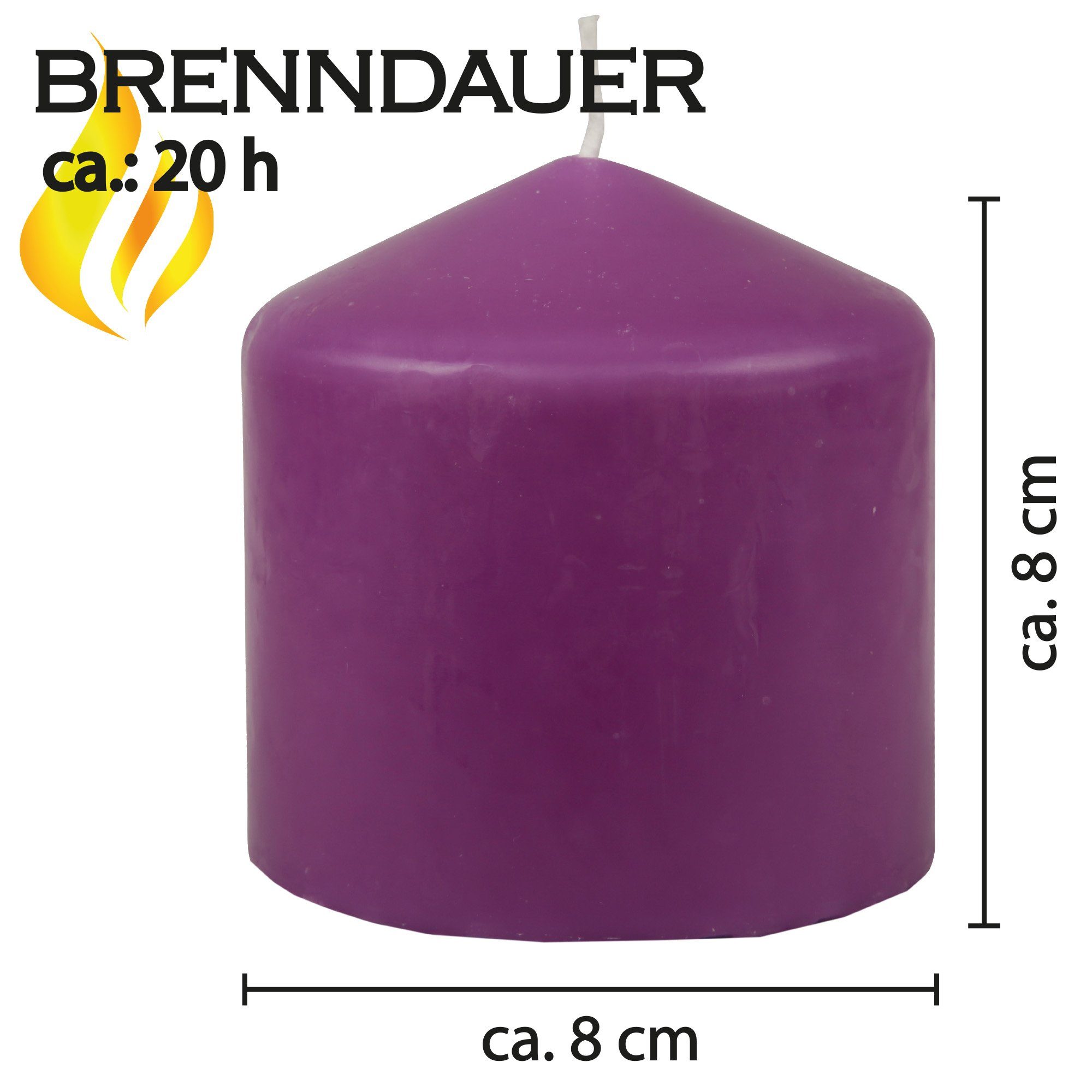 HS Candle Adventskerze Stumpenkerze (1-tlg), Wachskerzen Ø8cm x 8cm Kerzen in vielen Farben