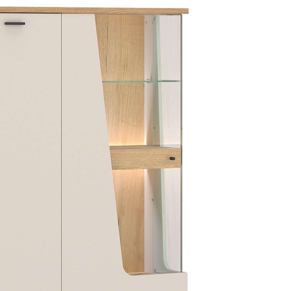 Lomadox Highboard CARMONA-129, 95 cm breit in Kaschmir & Eiche, 2-türig günstig online kaufen