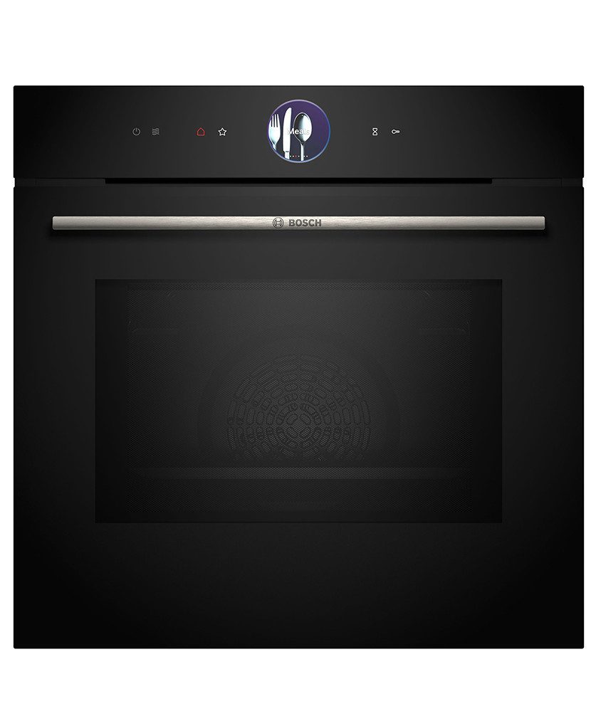 BOSCH Backofen mit Mikrowelle Serie 8 HMG776NB1, mit Teleskop Auszüge: 1-fach Teleskop Auszug, pyrolysefähig, Restwärmeanzeige Starttaste Türkontaktschalte
