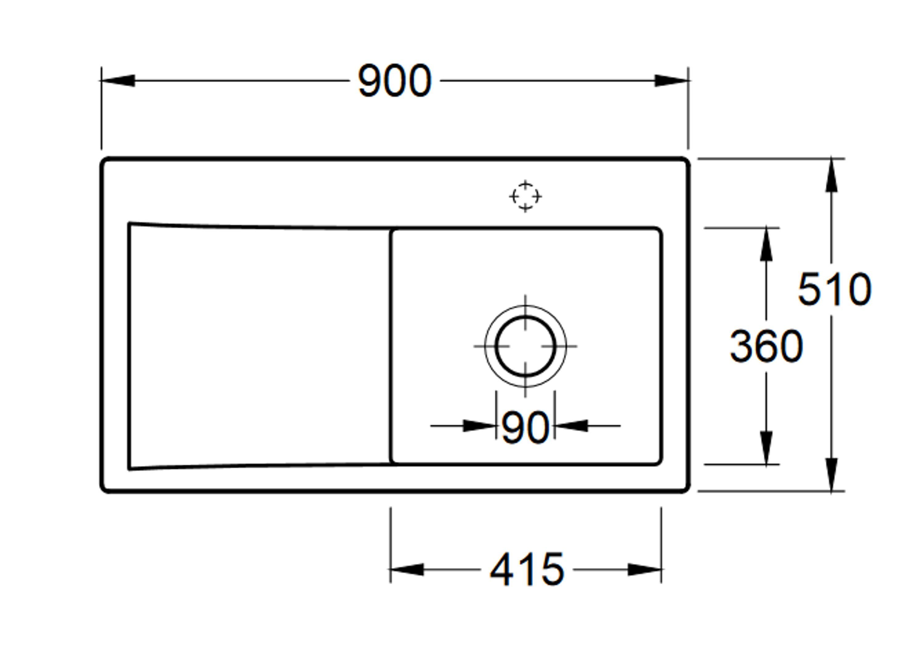 den Boch 90/22 KD, & Küchenspüle 3351 für Einbau cm, 01 Rechteckig, aufliegenden Villeroy