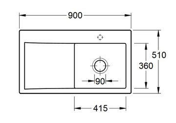 Villeroy & Boch Küchenspüle 3351 01 SM, Rechteckig, 90/22 cm, für den aufliegenden Einbau