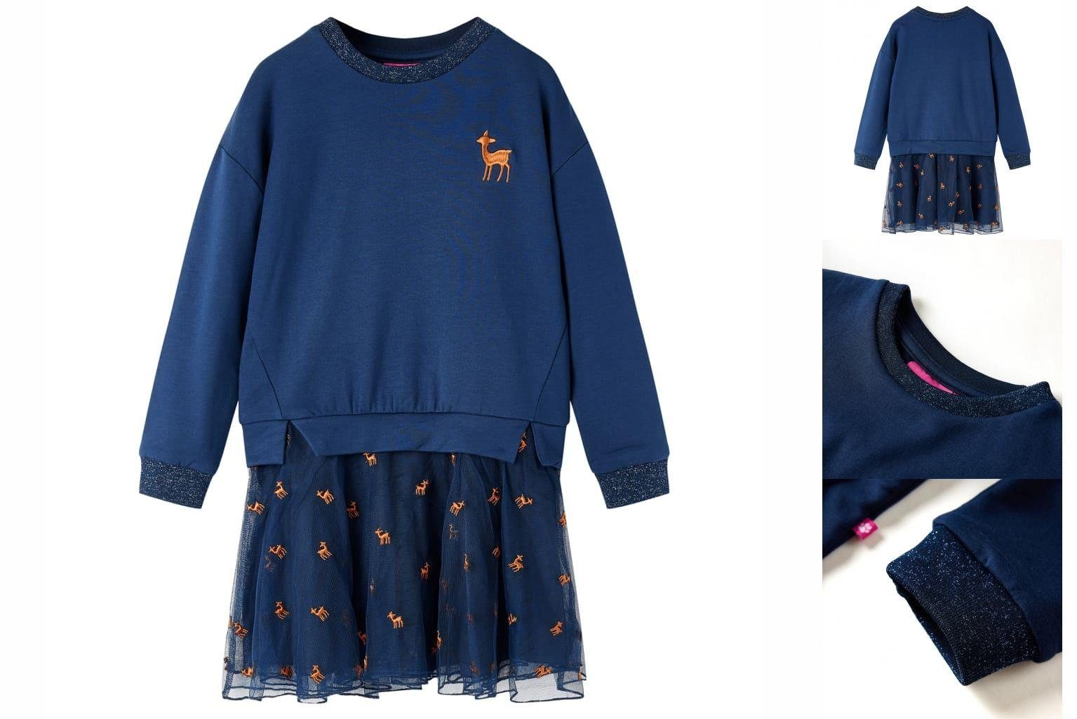 Langen Marineblau vidaXL mit A-Linien-Kleid 116 Ärmeln Kinderkleid