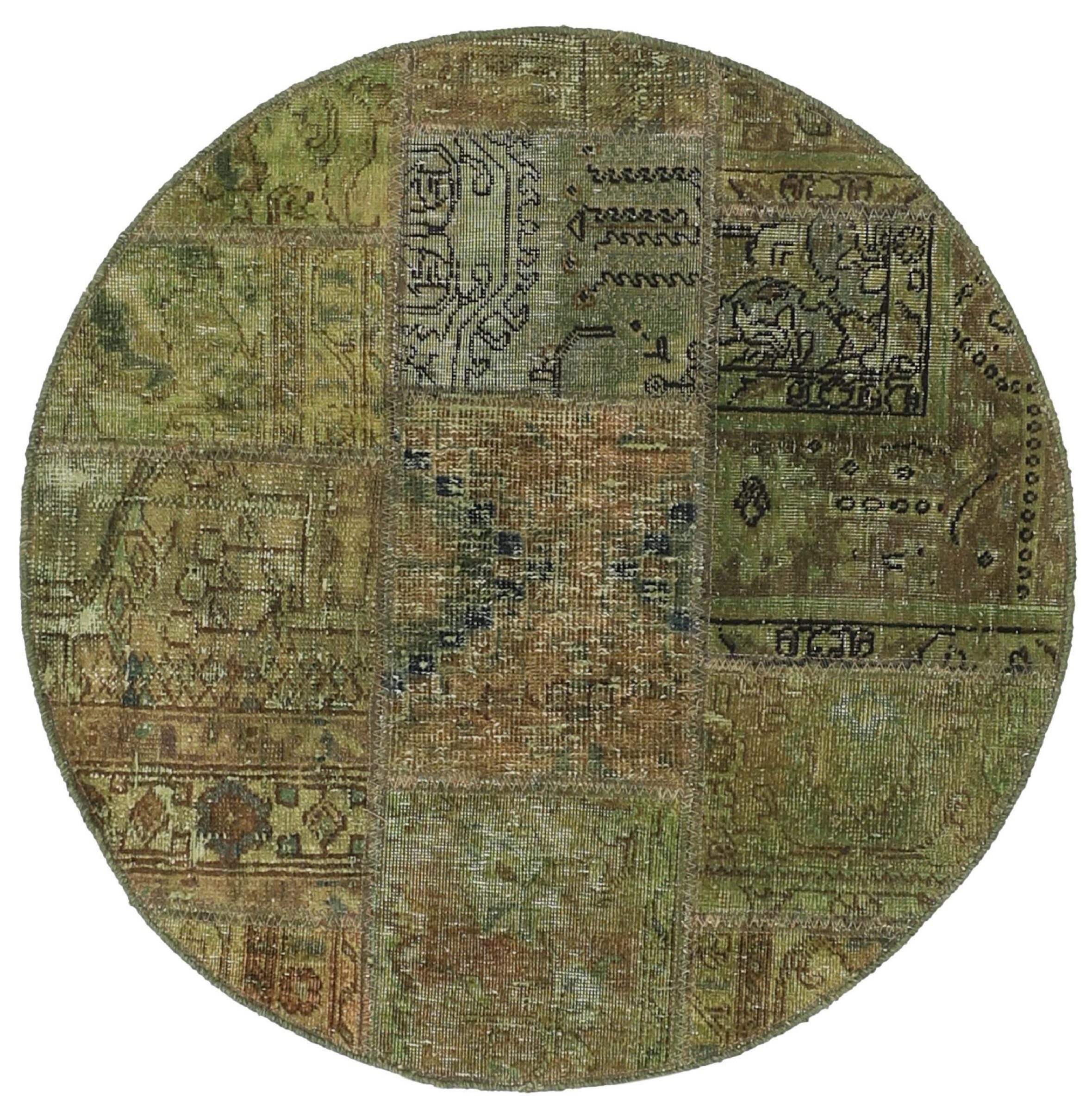 Nain Trading Orientteppich Patchwork 101x99 Handgeknüpfter Moderner Orientteppich, rund, Höhe: 8 mm