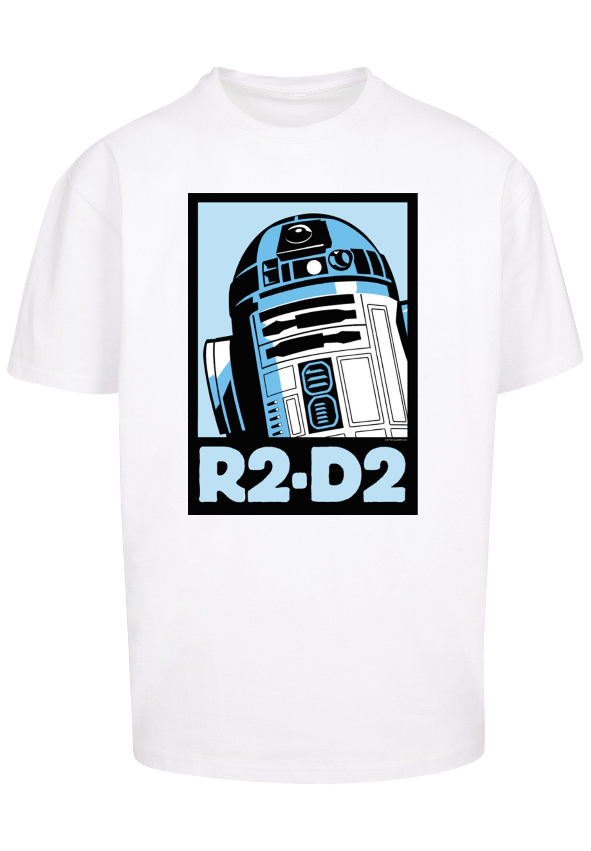 F4NT4STIC Kurzarmshirt Herren Star Wars R2-D2 Poster with Heavy Oversize Tee (1-tlg) white