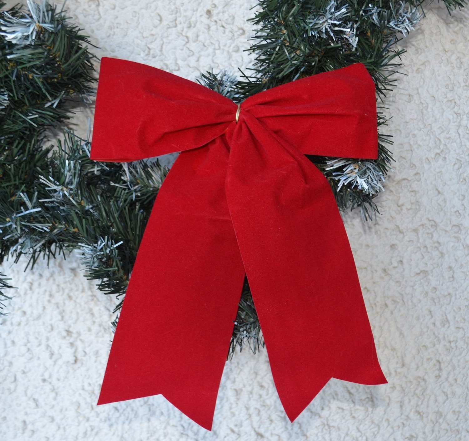 Schleifenparadies Weihnachtsbaumschleife rote Kunstsamtschleife, auch für außen, für Weihnachten und Geschenke (4-tlg), robust, wetterfest, festlich, elegant, rot