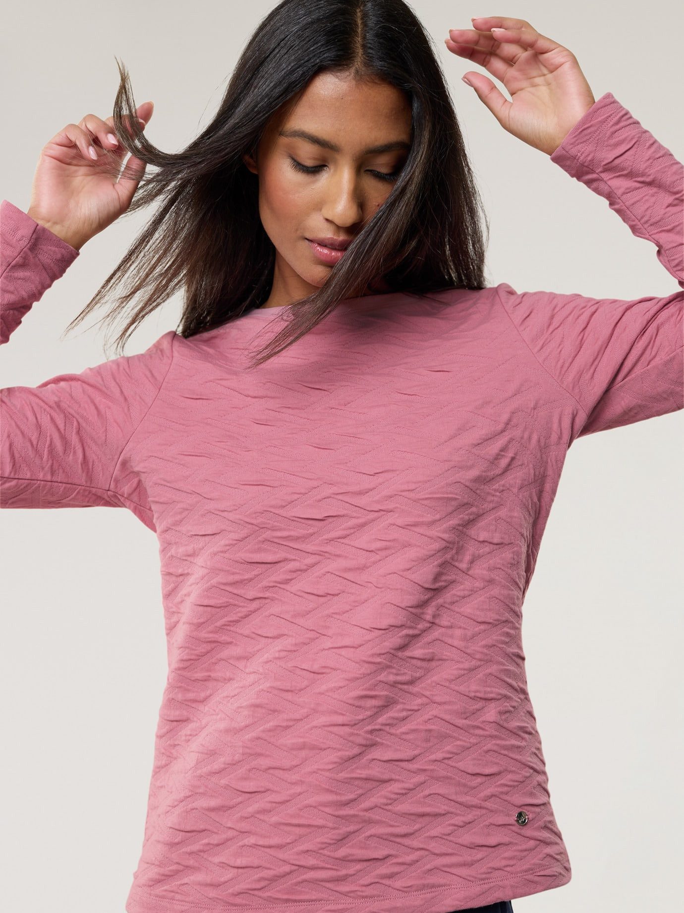 Walbusch Langarmshirt Damen Jacquard-Sweaty 3D Langarmshirt Rundhals pflegeleicht Baumwollmischung (Jersey) für Komfort, atmungsaktiv – Bild 3 von 4