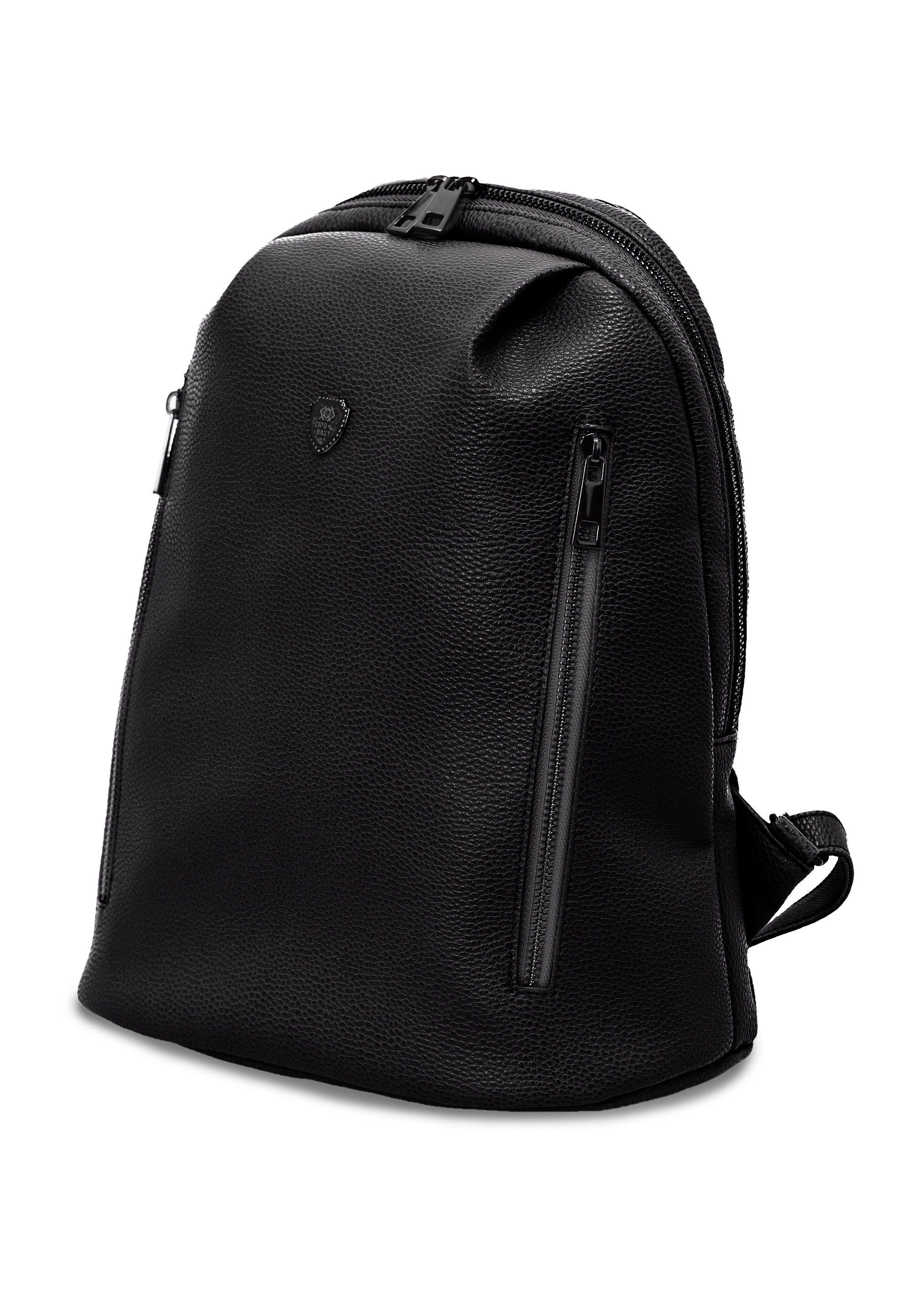 Seitentaschen schwarz Cityrucksack, mit praktischen Cipo & Baxx