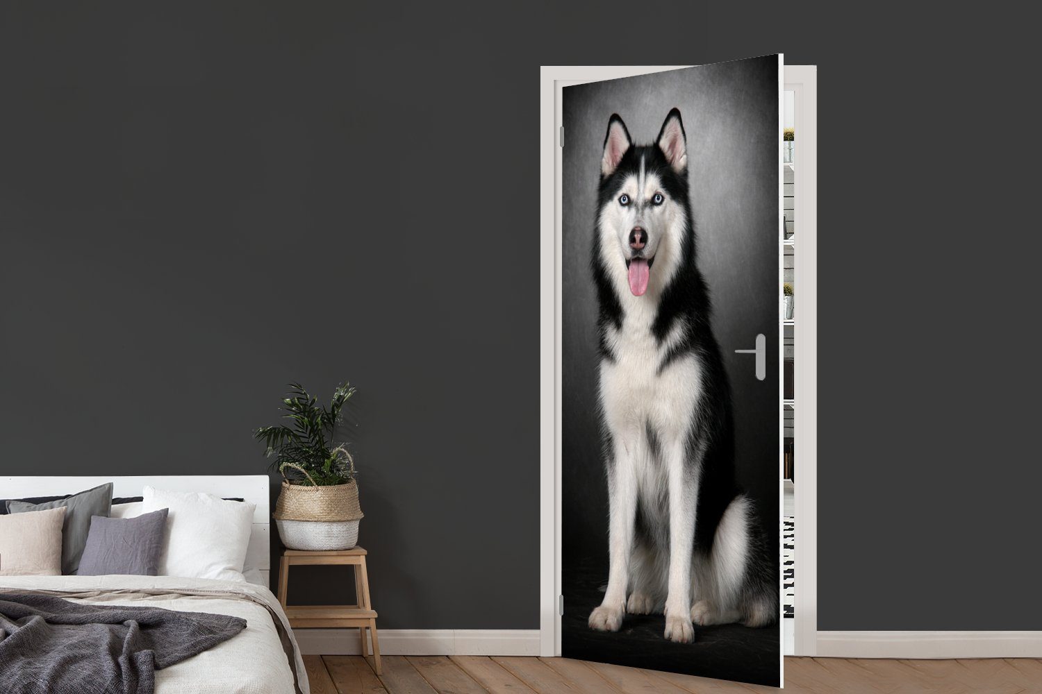 MuchoWow Türtapete Sibirischer Husky, Matt, 75x205 Tür, (1 St), cm Fototapete bedruckt, für Türaufkleber