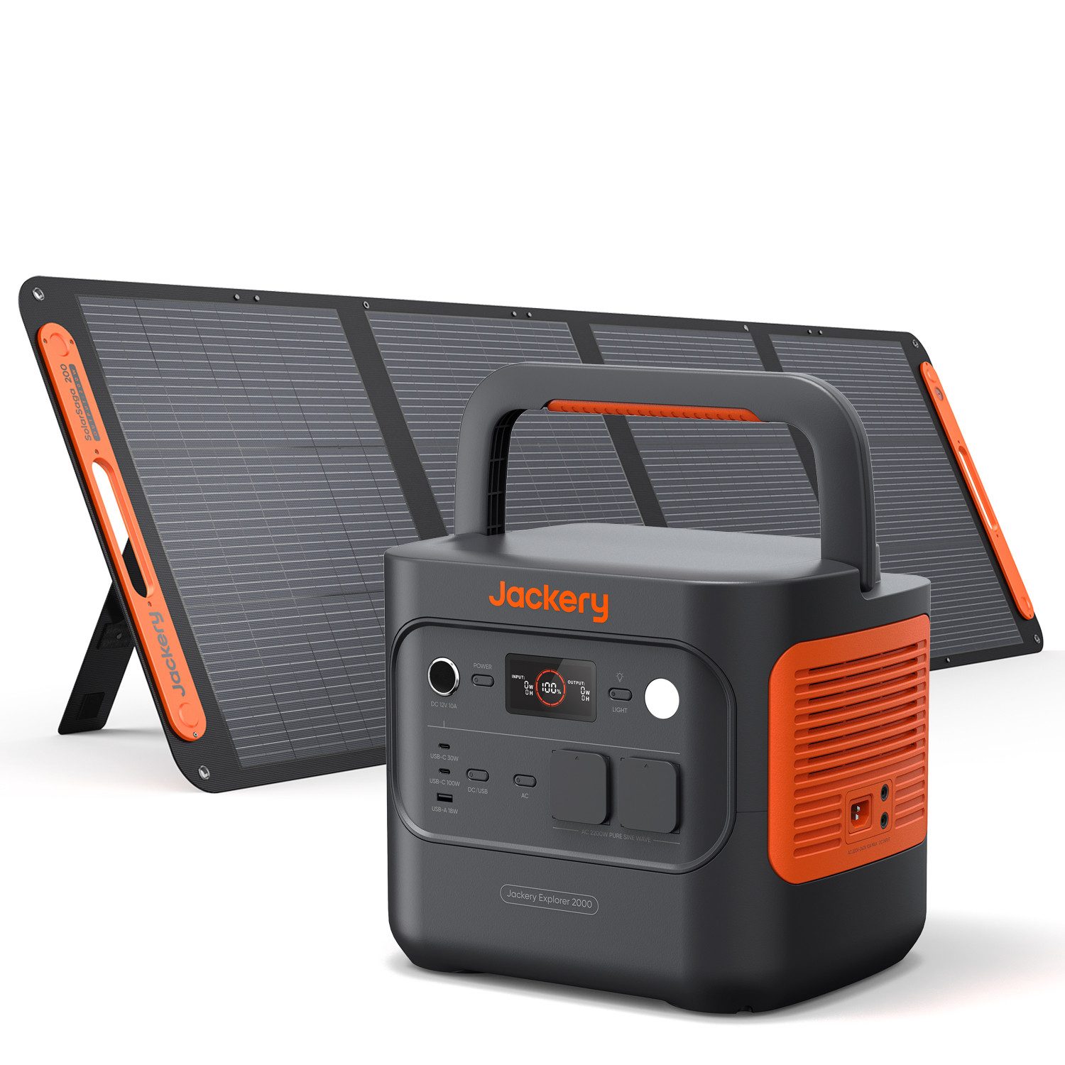 Jackery Stromerzeuger 2000 v2 Tragbare Powerstation mit 200W Solarpanel, 4400 in kW, (2042Wh), Solargenerator mit 2200W Ausgang, LiFePO4 Akku für Camping, Off-Grid