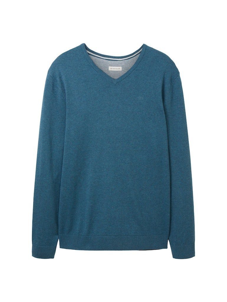 Green TAILOR Sweater TOM (1-tlg) Basic V-Neck Melange 32721 Sweatshirt Dark