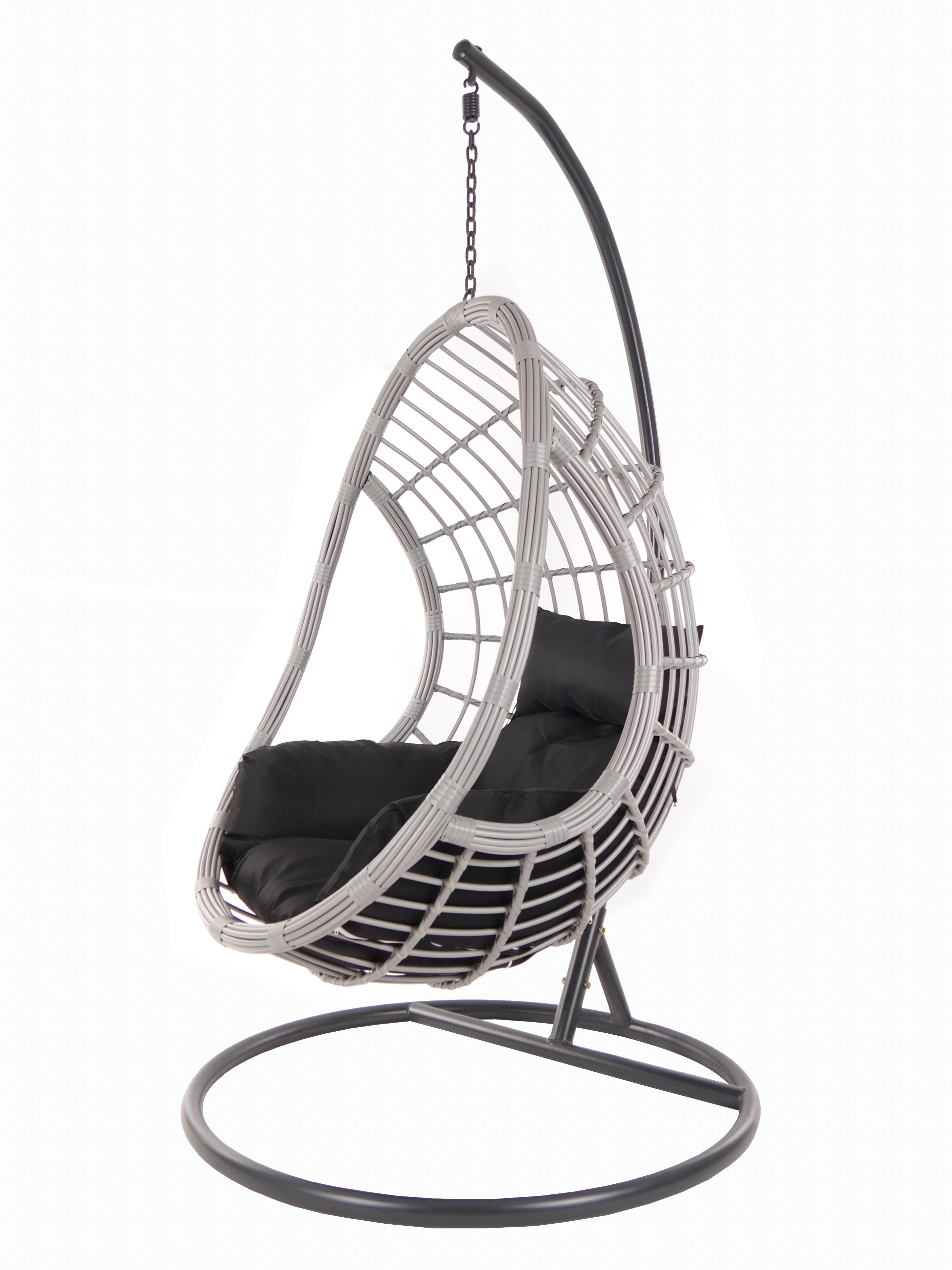 KIDEO Hängesessel PALMANOVA lightgrey, Schwebesessel mit Gestell und Kissen, Swing Chair, Loungemöbel schwarz (9999 black)