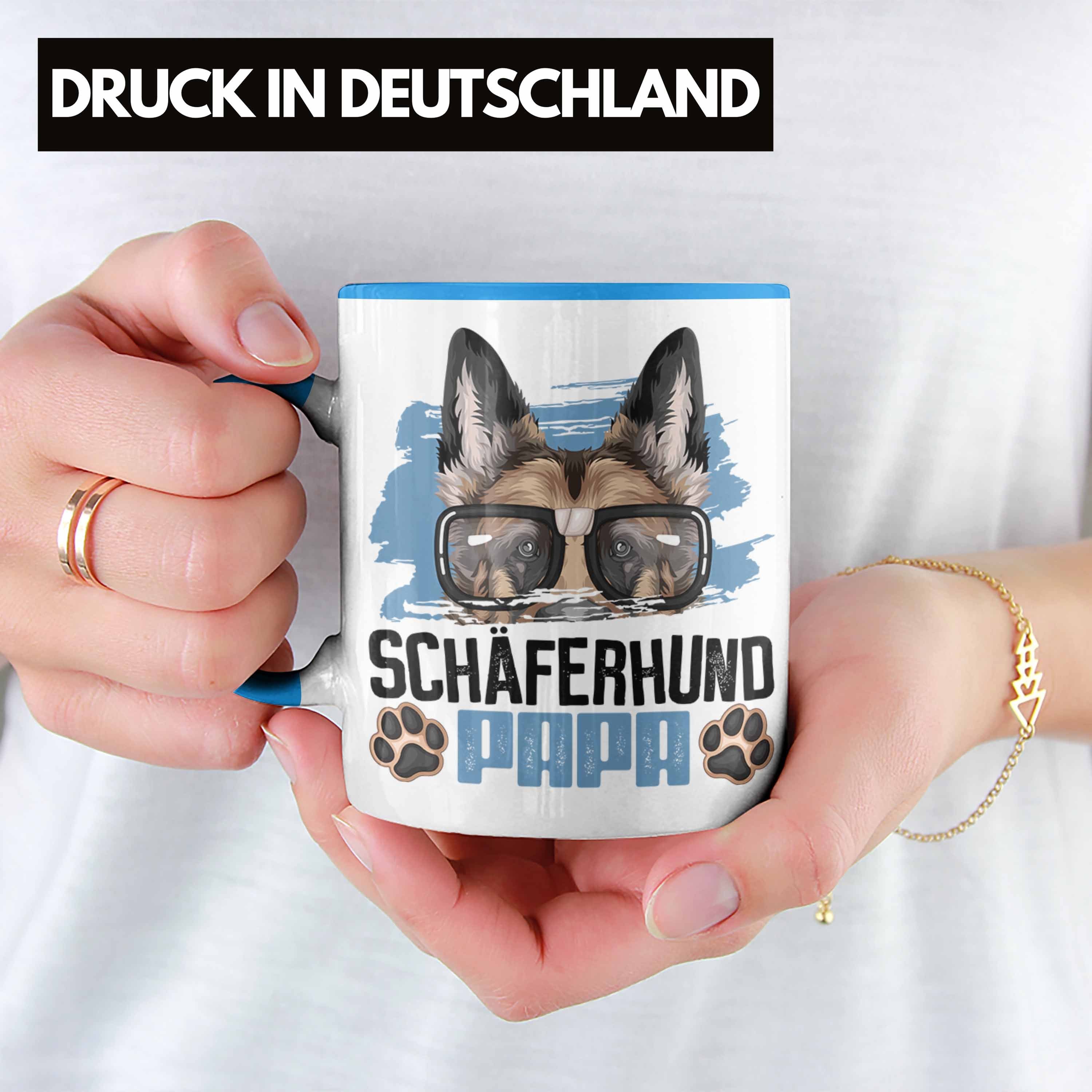 Papa Blau Tasse Tasse Geschenk Geschenkidee Lustiger Schäferhund Trendation Besitzer Spruch