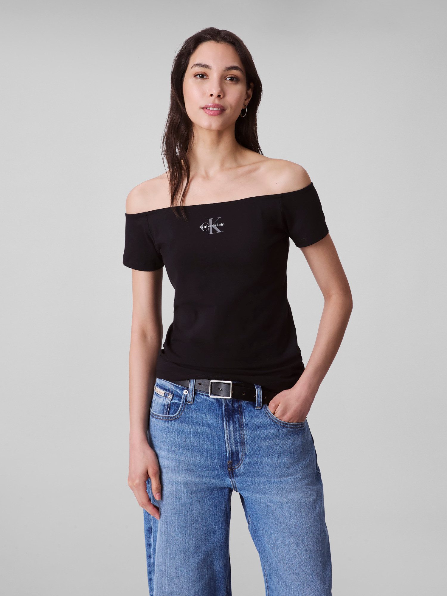 Calvin Klein Jeans Blusentop MNGRM OFF SHLDR STRT Mit tiefem Rundhalsaussch günstig online kaufen