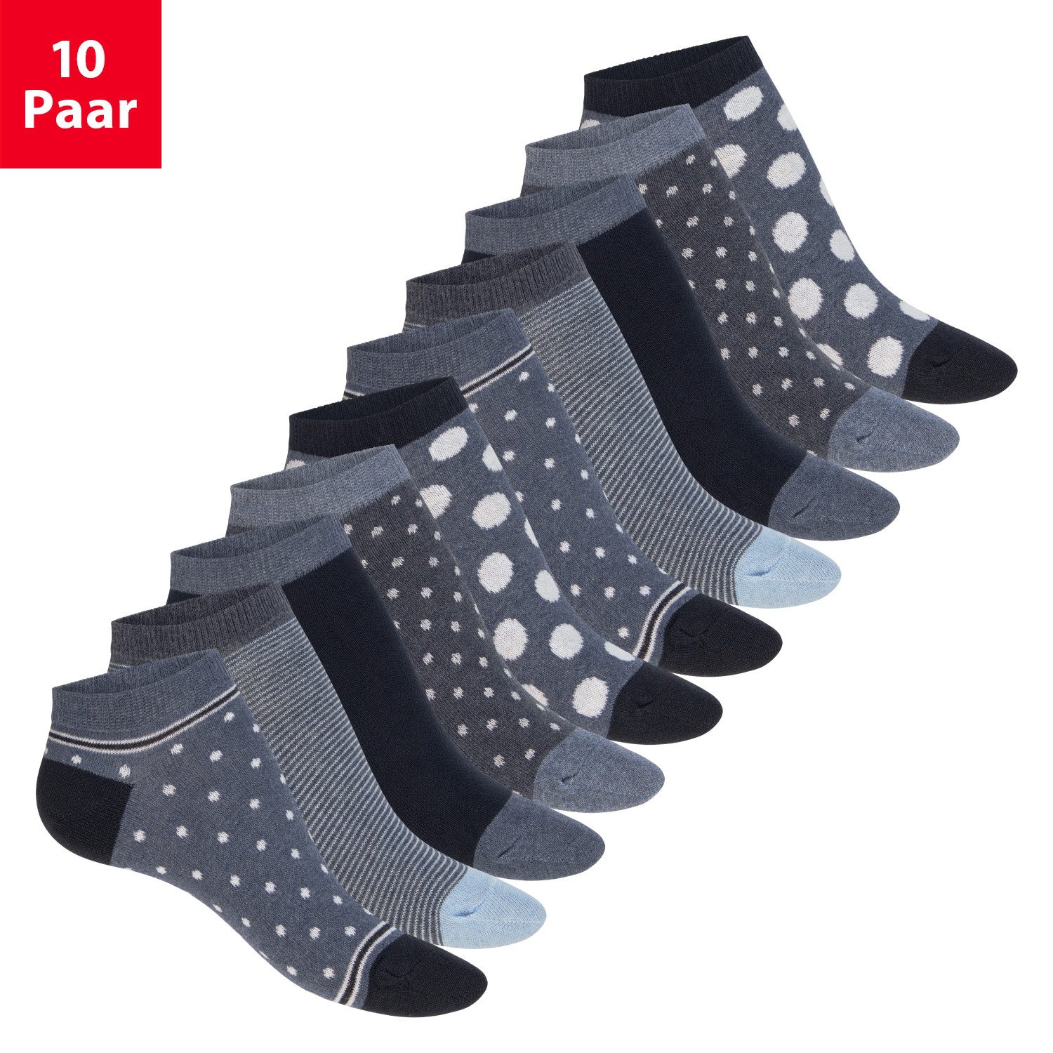 celodoro Sneakersocken Eco Sneaker Socken Damen (10 Paar) aus regenerativer Baumwolle (10-Paar)