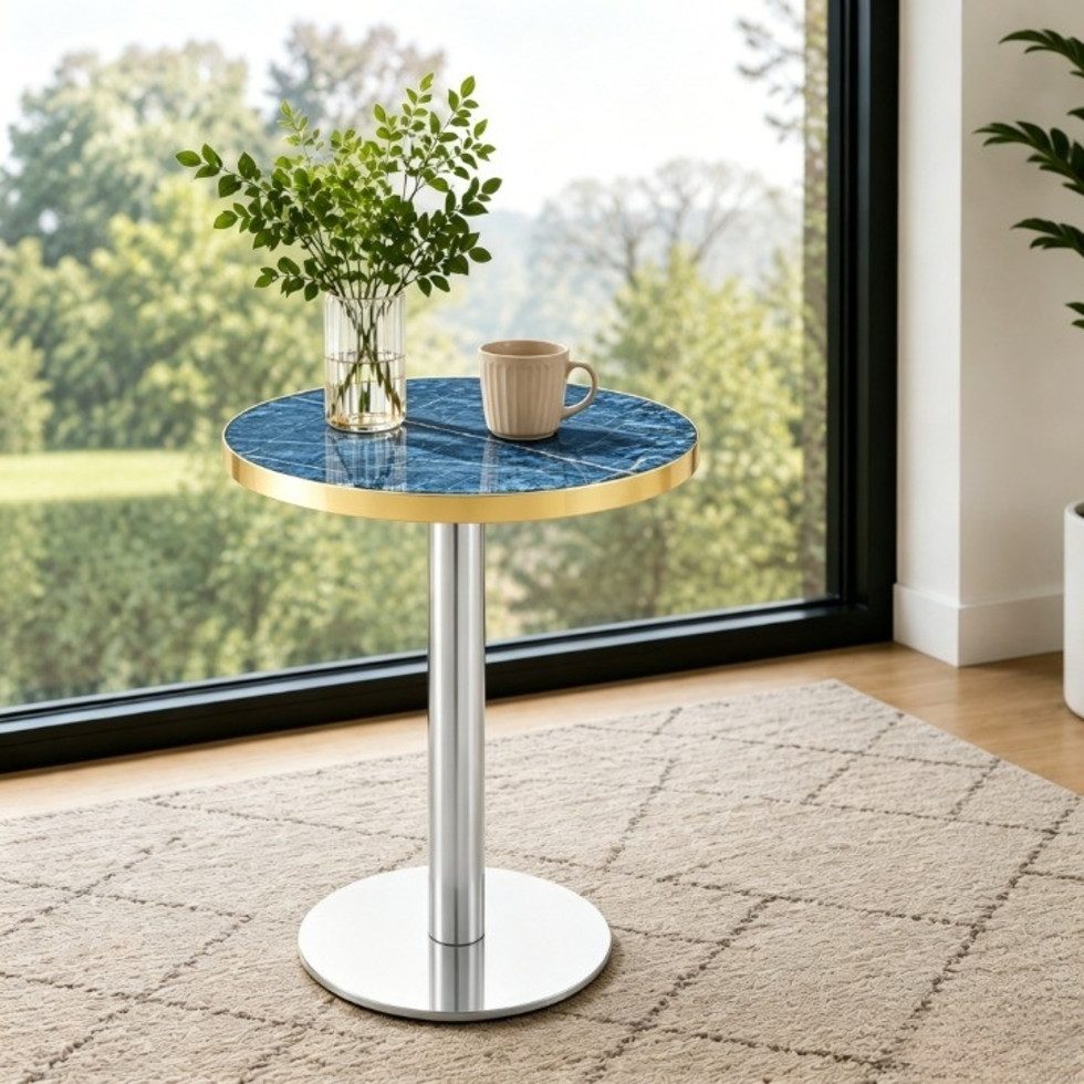 JUFU Beistelltisch rund UV-Platte Metallgestell 60x74cm (1-St)