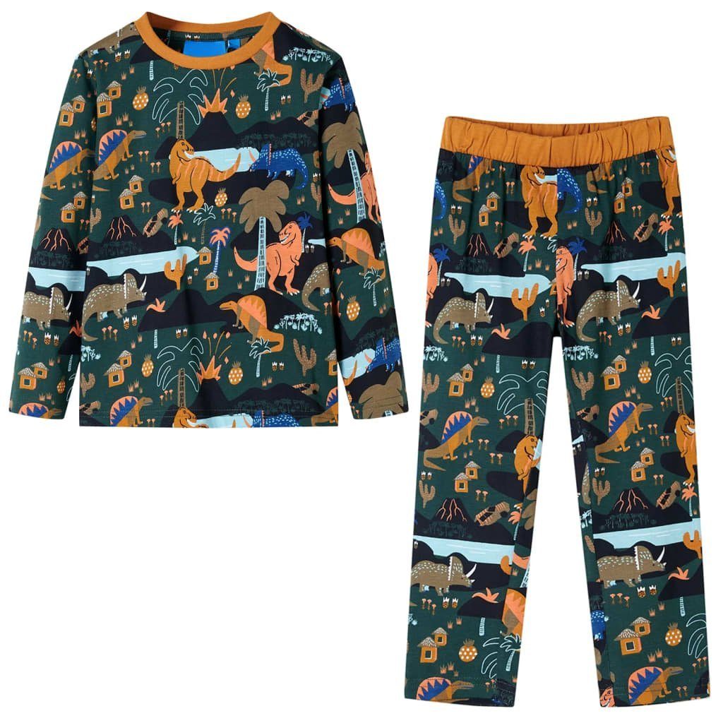 vidaXL Pyjama Kinderpyjama mit Langen Ärmeln Dunkelgrün 104