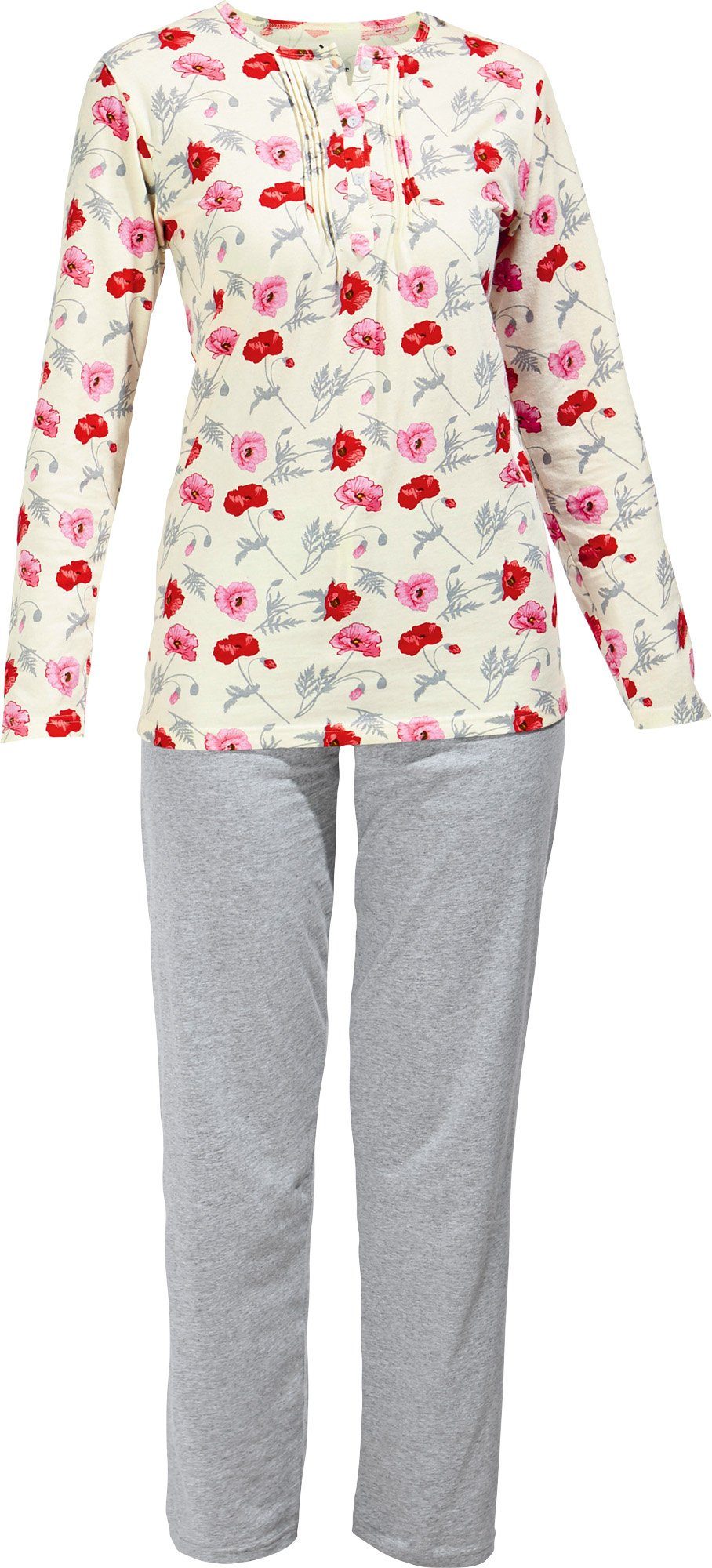 Damen-Schlafanzug Blumen Erwin Müller Pyjama Single-Jersey