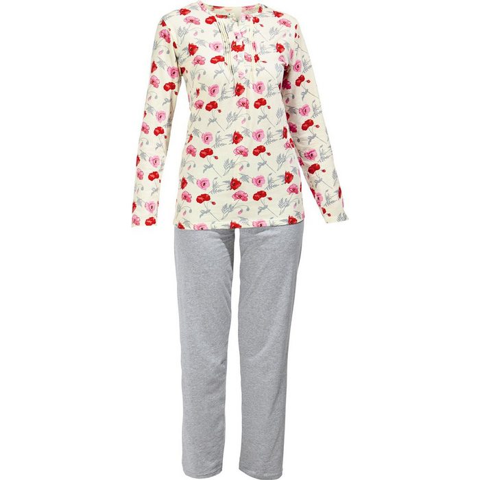 Erwin Müller Pyjama Damen-Schlafanzug Single-Jersey Blumen