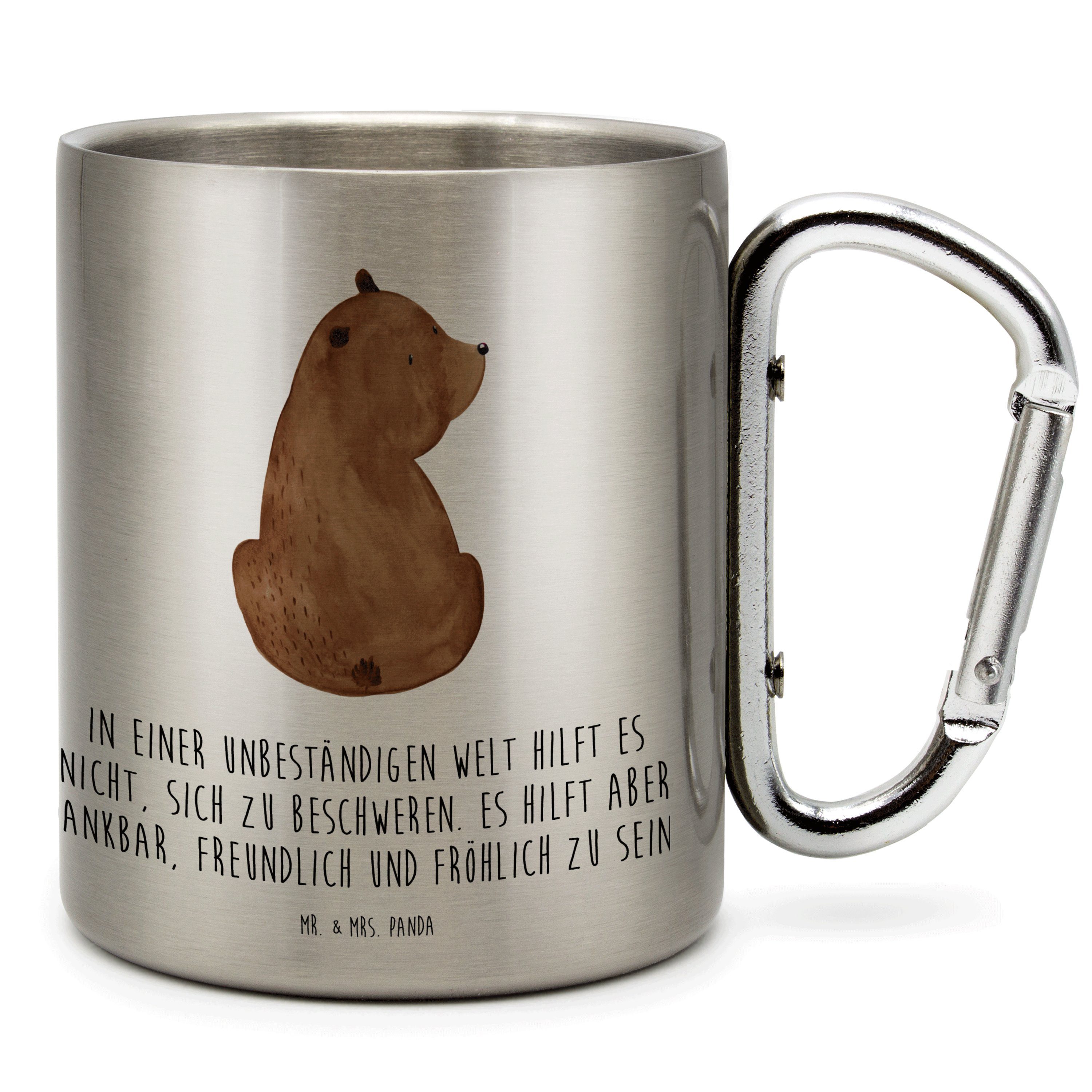 Mr. & Mrs. Panda Tasse Bär Schulterblick, Thermobecher, Transparent, Bären, Motivation, Edel, Edelstahl, Bären motivbecher Weisheit