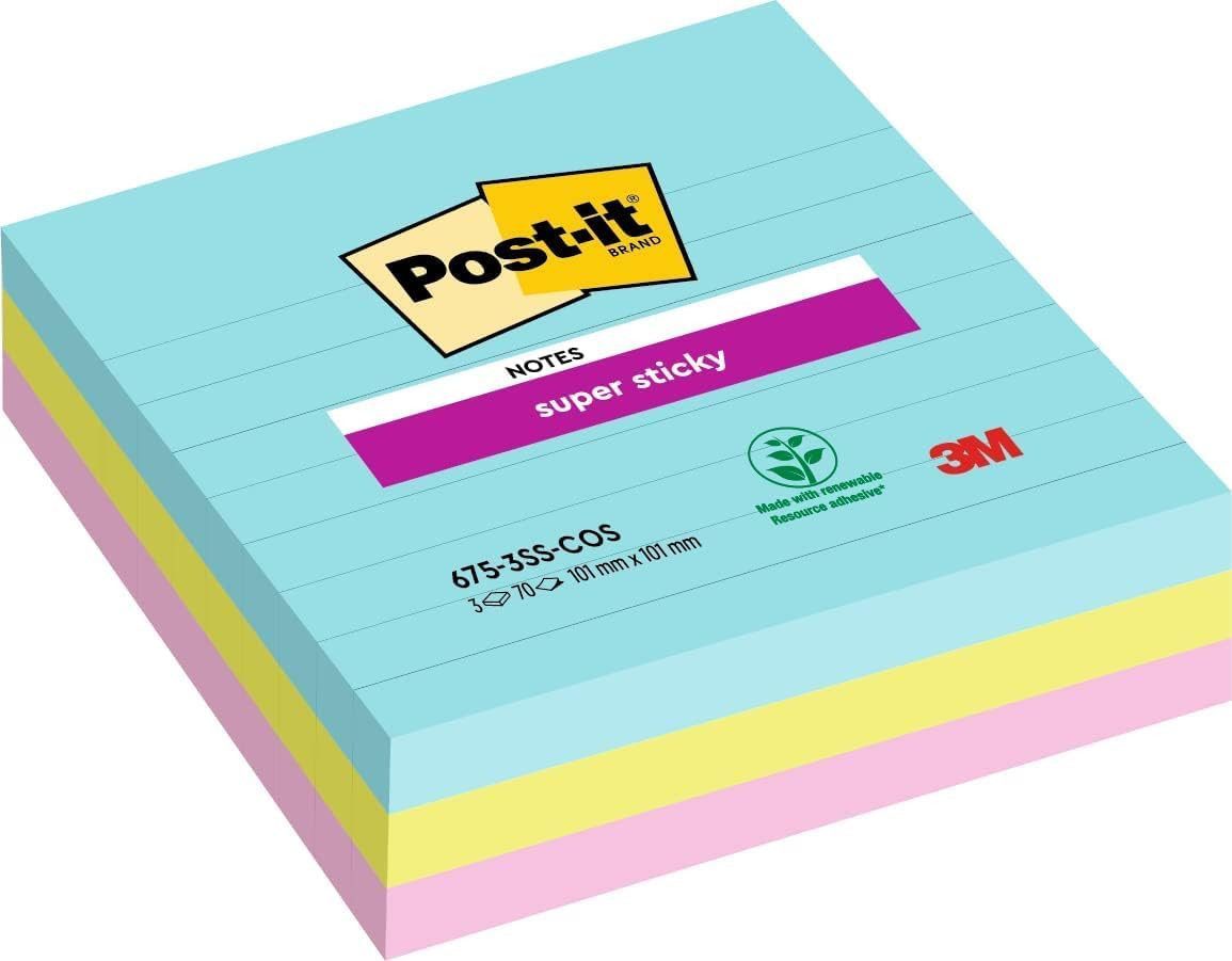 Post-it Super Sticky Notizzettel Post-it Super Sticky Notes im Großformat XL, Liniert, 3 Blöcke