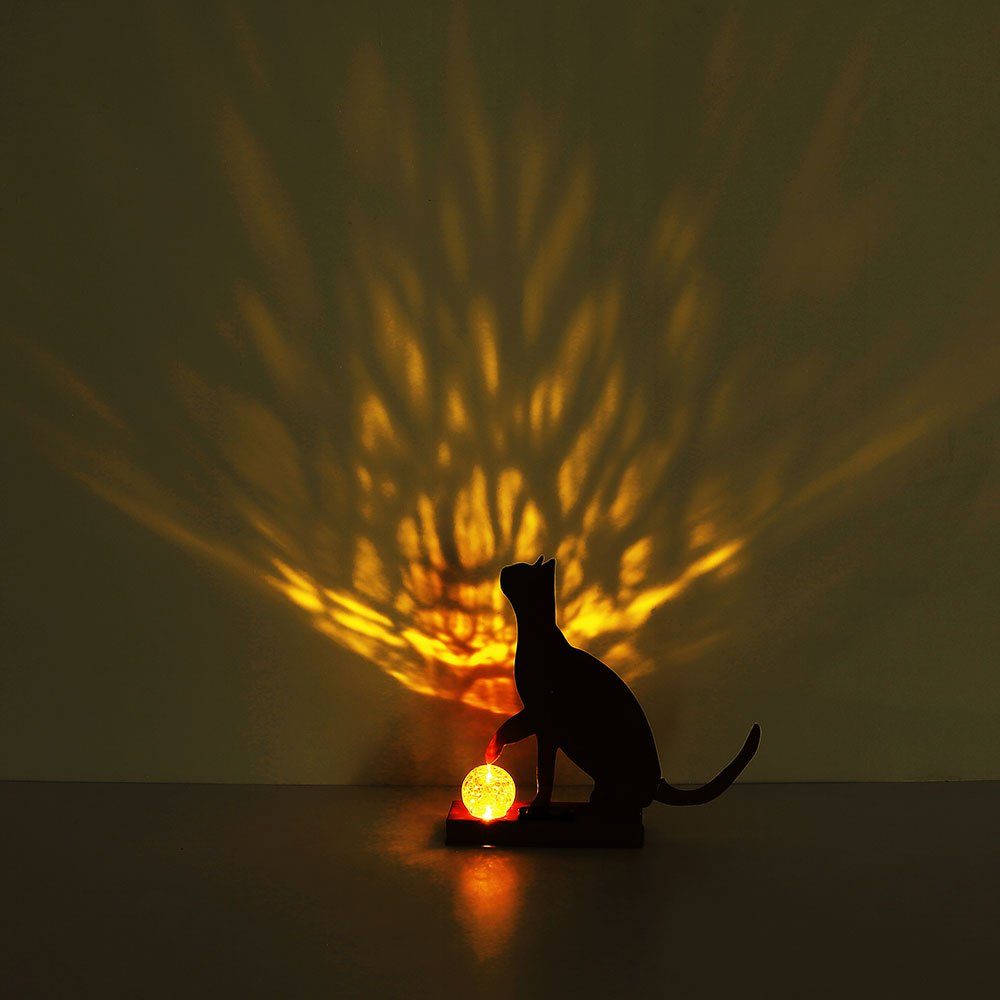 fest verbaut, Deko LED-Leuchtmittel Katze LED Warmweiß, Solarleuchte, draußen Solar Figuren Garten etc-shop