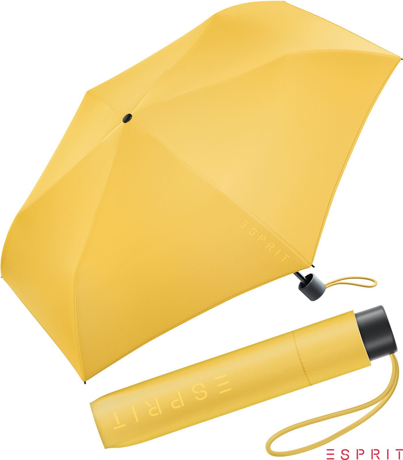 2022 - Esprit Damen leicht, Slimline sehr gelb den Taschenregenschirm HW mimosa, neuen Trendfarben Mini in