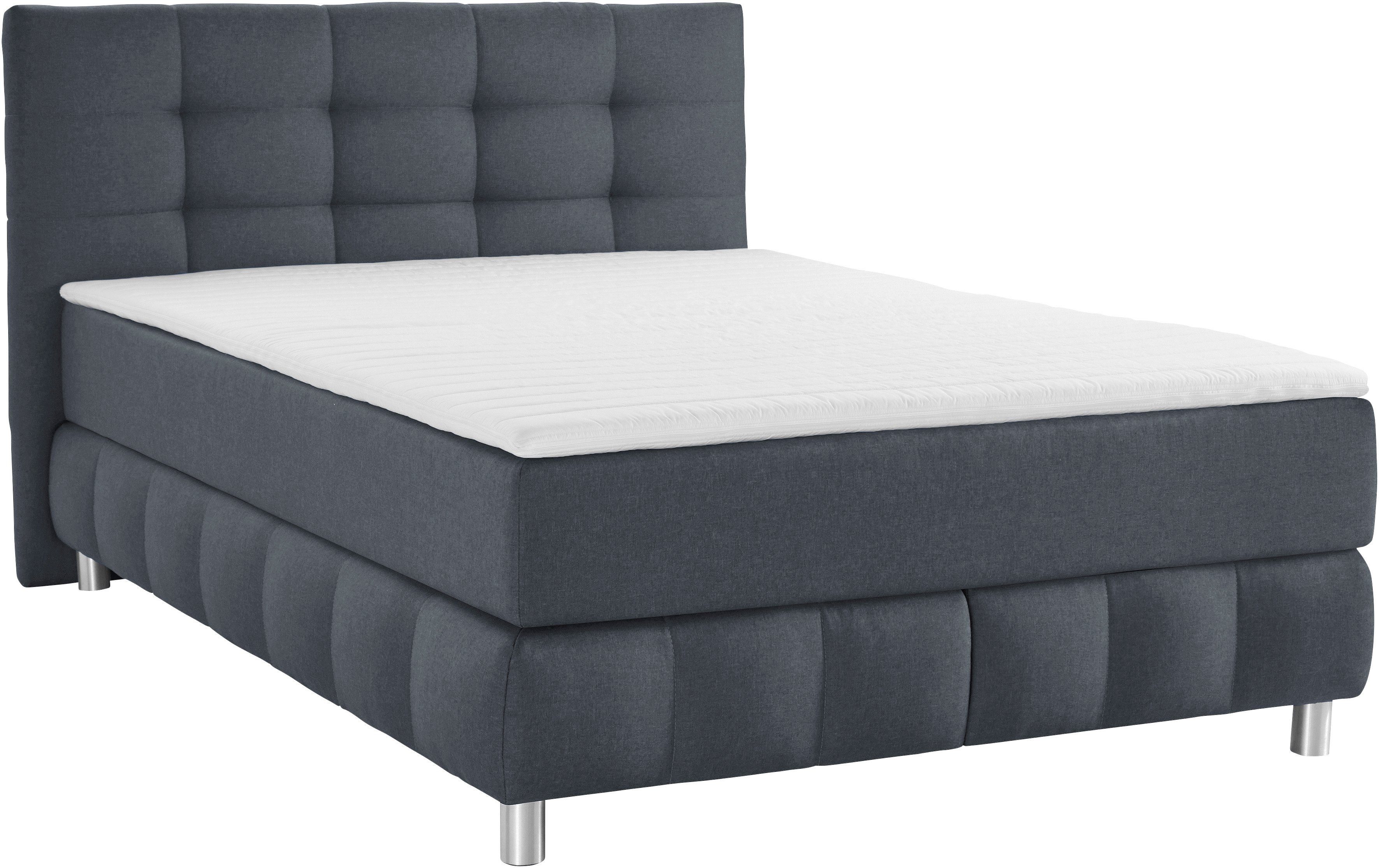 Home affaire Boxspringbett Salo XXL, in Samtoptik oder Struktur, 6 Breiten in Überlänge 220cm, 4 Härtegrade