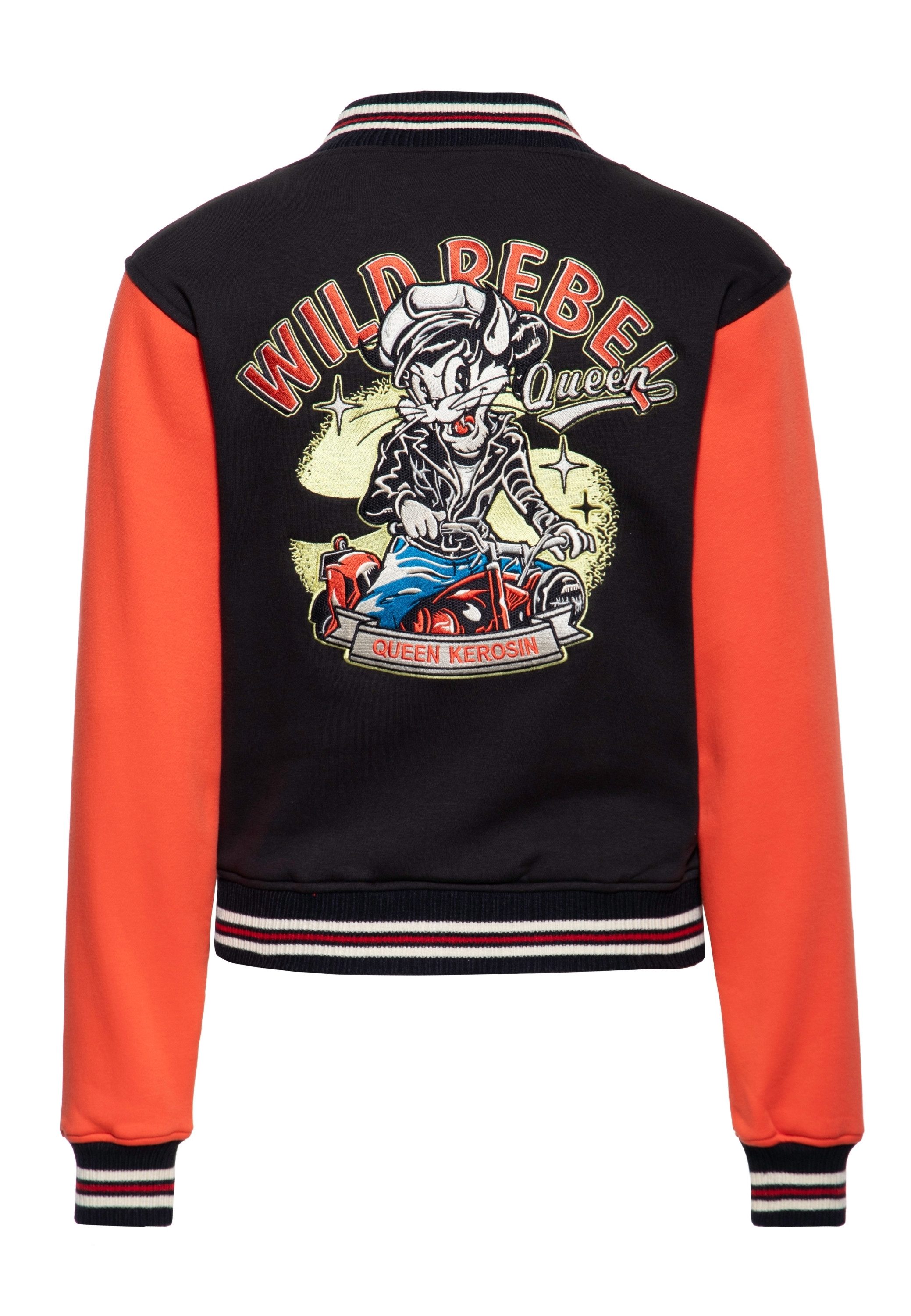 QueenKerosin Collegejacke Wild Rebel (1-St) mit Kontrastärmel