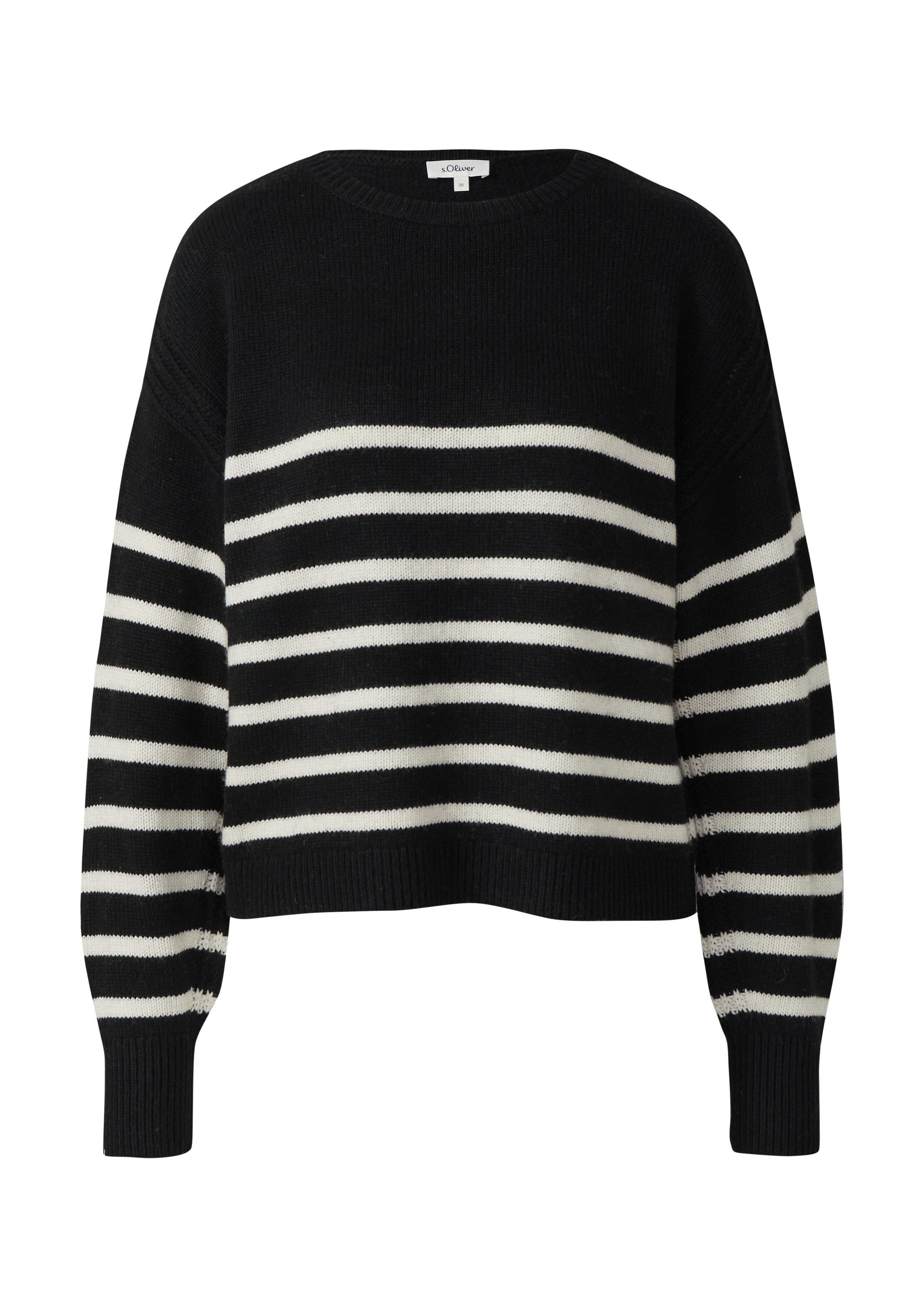 s.Oliver Longpullover Strickpullover Gestreifter Strickpullover aus Wollmix günstig online kaufen