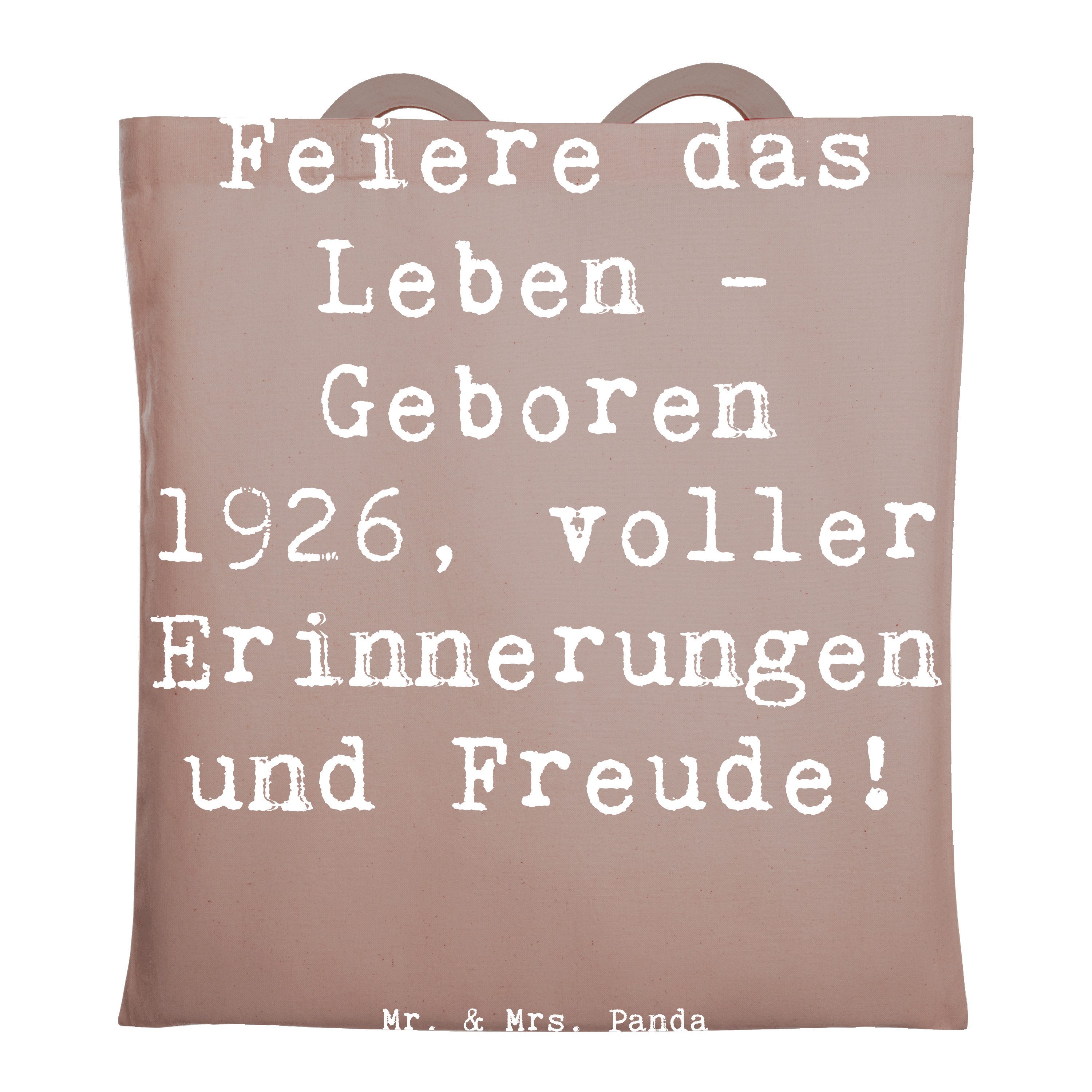 Mr. & Mrs. Panda Tragetasche Spruch 1926 Geburtstag - Braun Pastell - Geschenk, Erinnerungen und F (1-tlg)