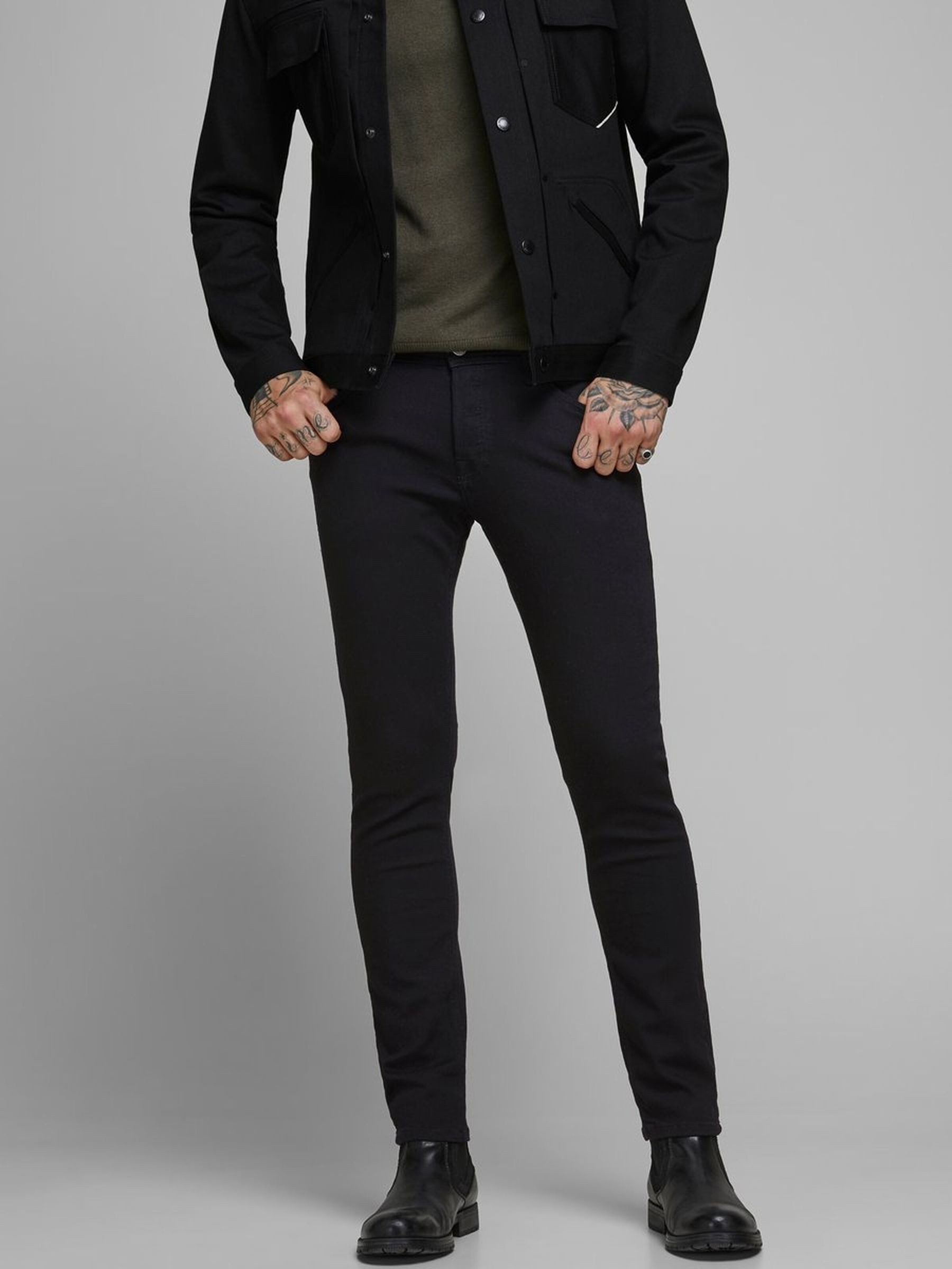 Jack & Jones Slim-fit-Jeans Jeans GLENN Skinny Tapered JJI GLENN ORIGINAL AM für (1-tlg) Bio-Baumwolle nachhaltig unifarben wärmend Knöpfe