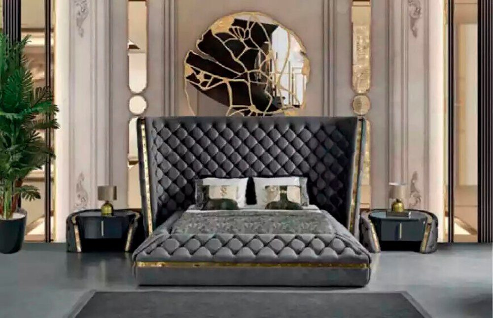 JVmoebel Komplettschlafzimmer Schlafzimmermöbel in modernem Design mit Holzoberfläche, (6-tlg., Bett/Schminktisch mit Spiegel/2x Nachttische/Kleiderschrank/Bank – Bild 2 von 5