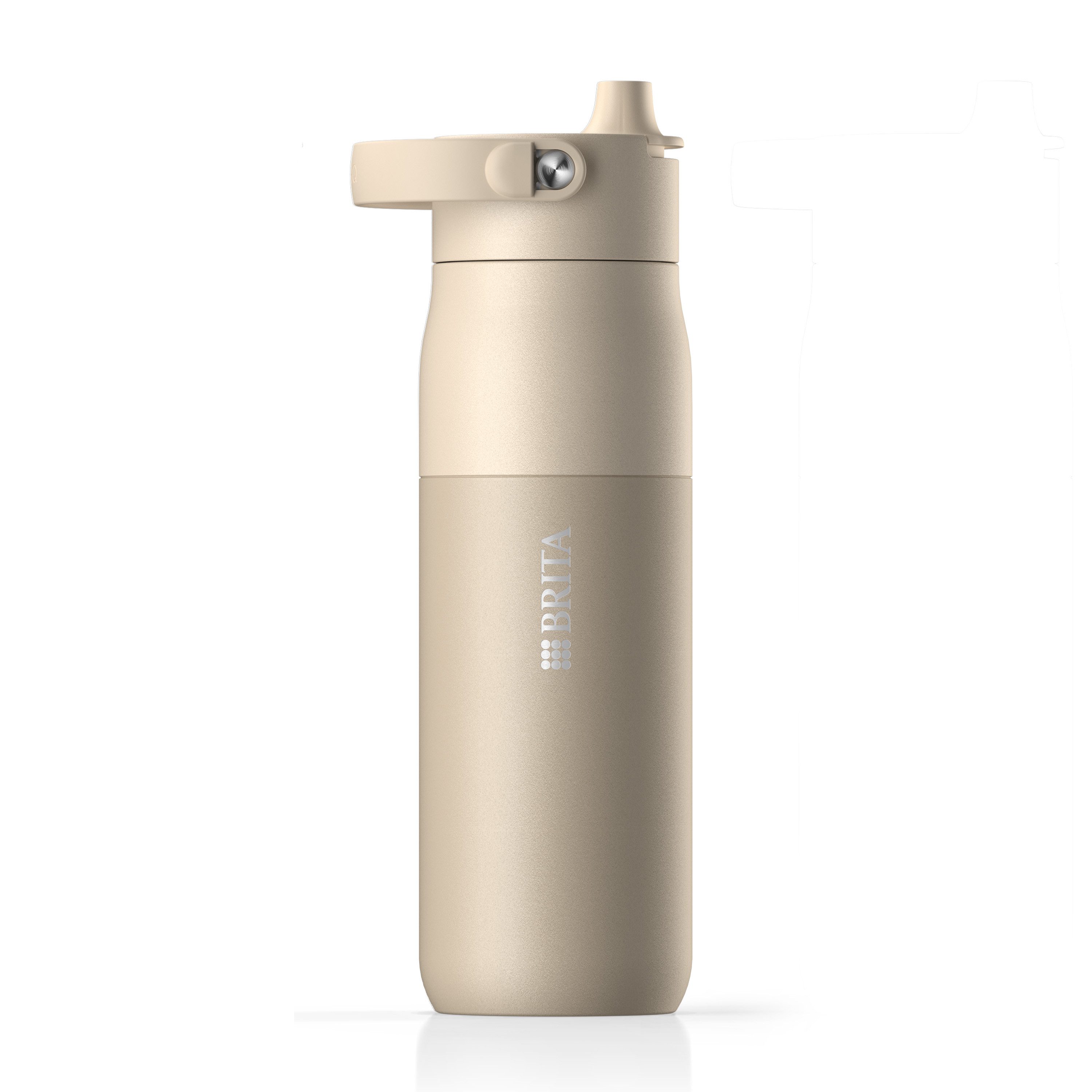BRITA Trinkflasche BRITA LARQ Essential Trinkflasche (680ml) weiß mit Strohhalm, Edelstahl Wasserflasche mit doppelwandiger Isolation - hält 24h kalt