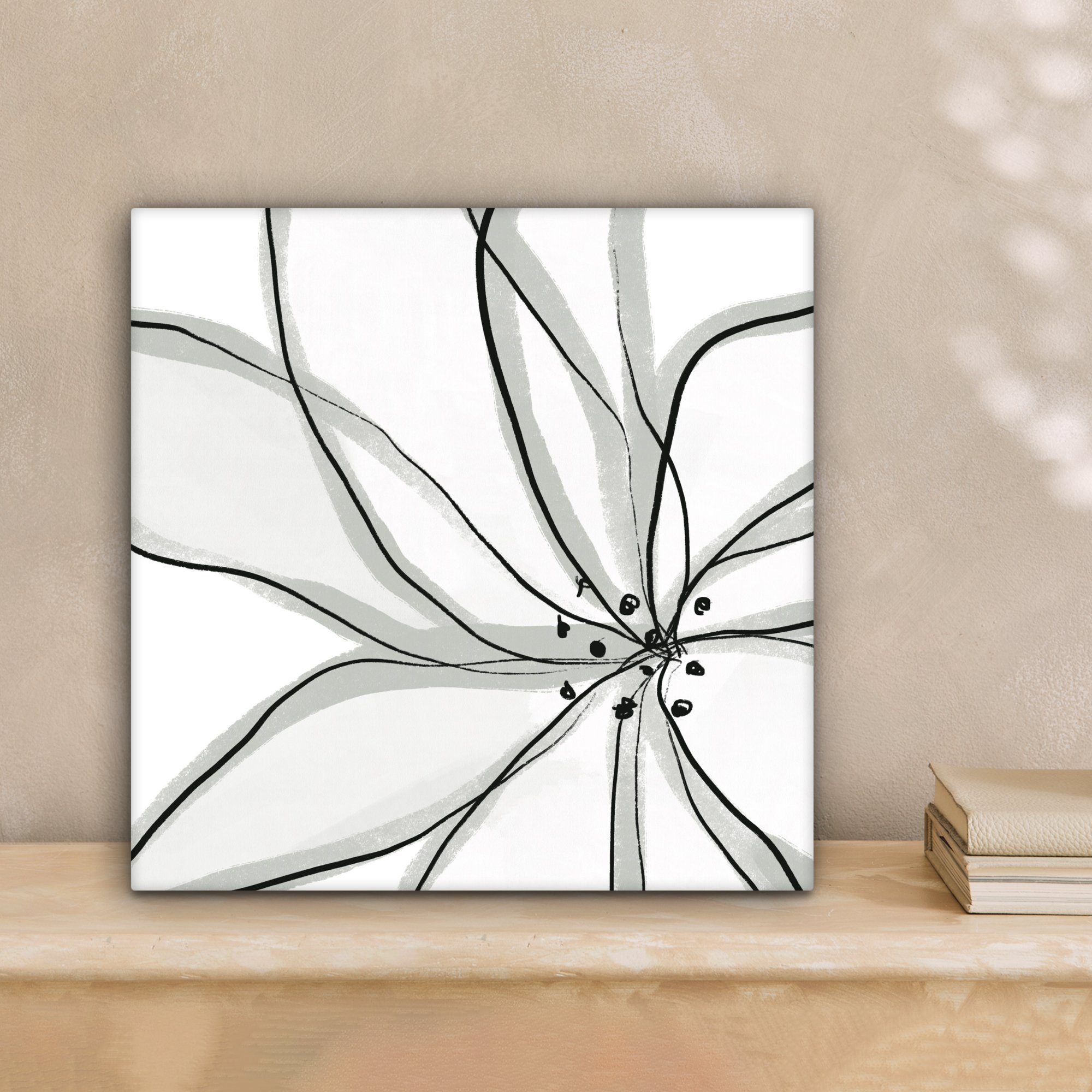 OneMillionCanvasses® Leinwandbild Blume - Kunst - Weiß - Schwarz, Fotodruck günstig online kaufen