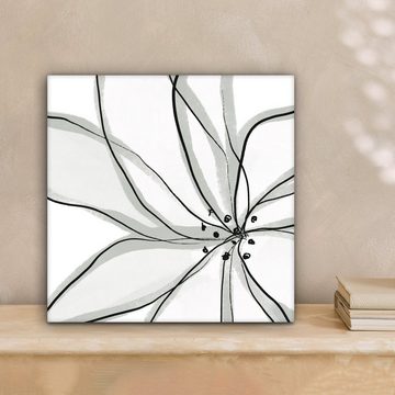 OneMillionCanvasses® Leinwandbild Blume - Kunst - Weiß - Schwarz, (1 St), Wandbild, Deko Schlafzimmer Wohnzimmer 20x20 cm
