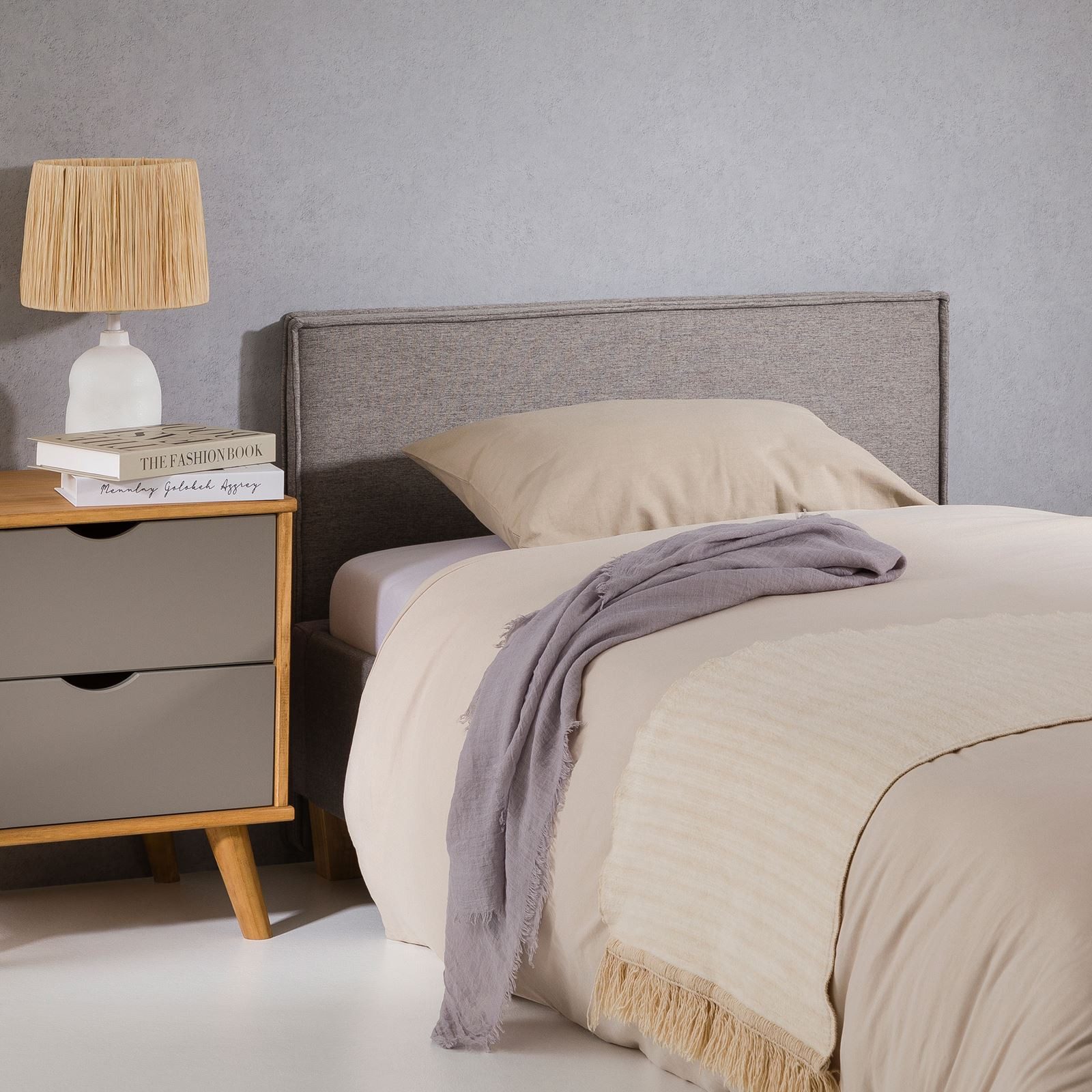 IDIMEX Kopfteil ANISA, Bettkopfteil 90 cm, gepolstertes Headboard mit Stoffbezug und grau