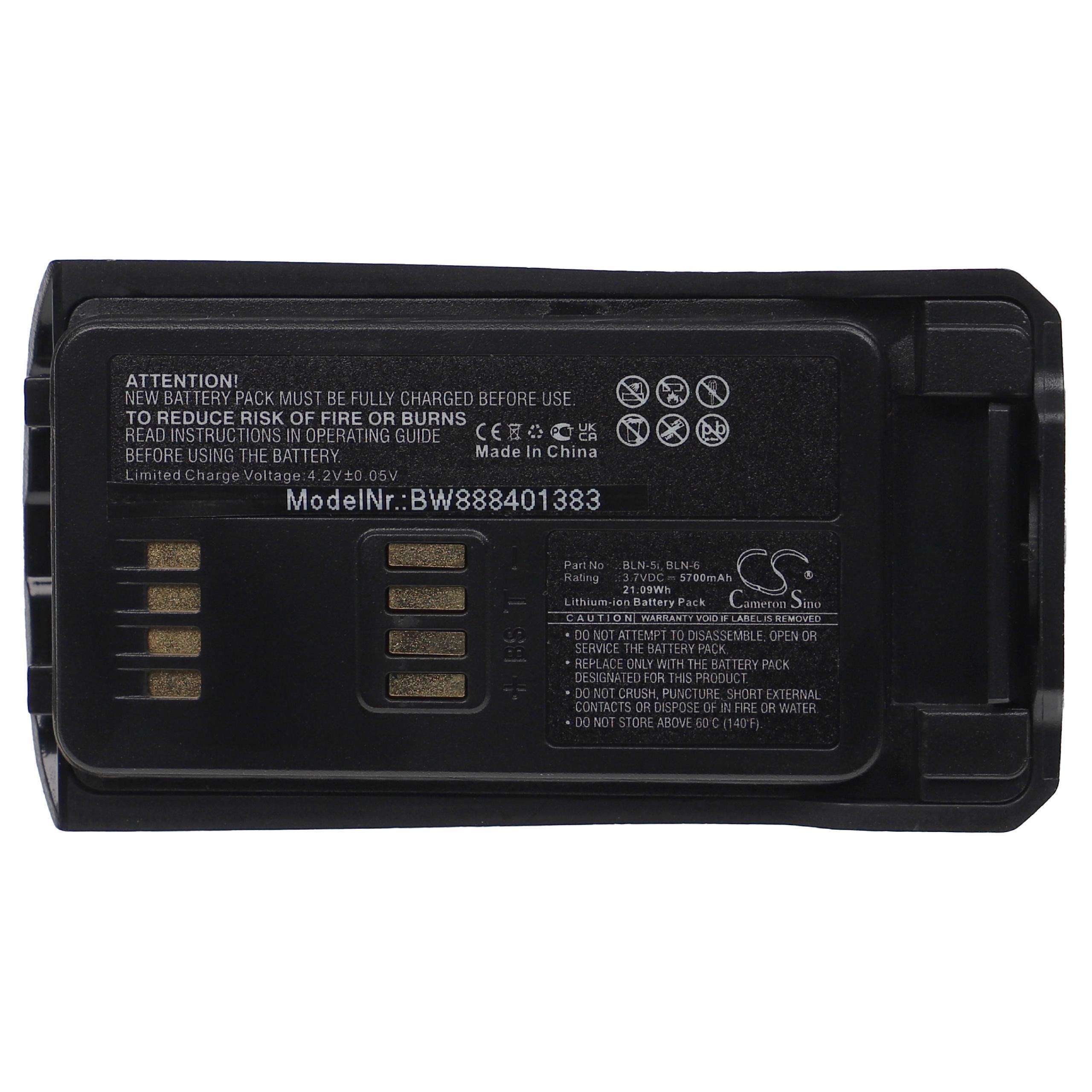 vhbw kompatibel mit EADS THR9i, THR9, THR9 C-30 Akku Li-Ion 5700 mAh (3,7 V)