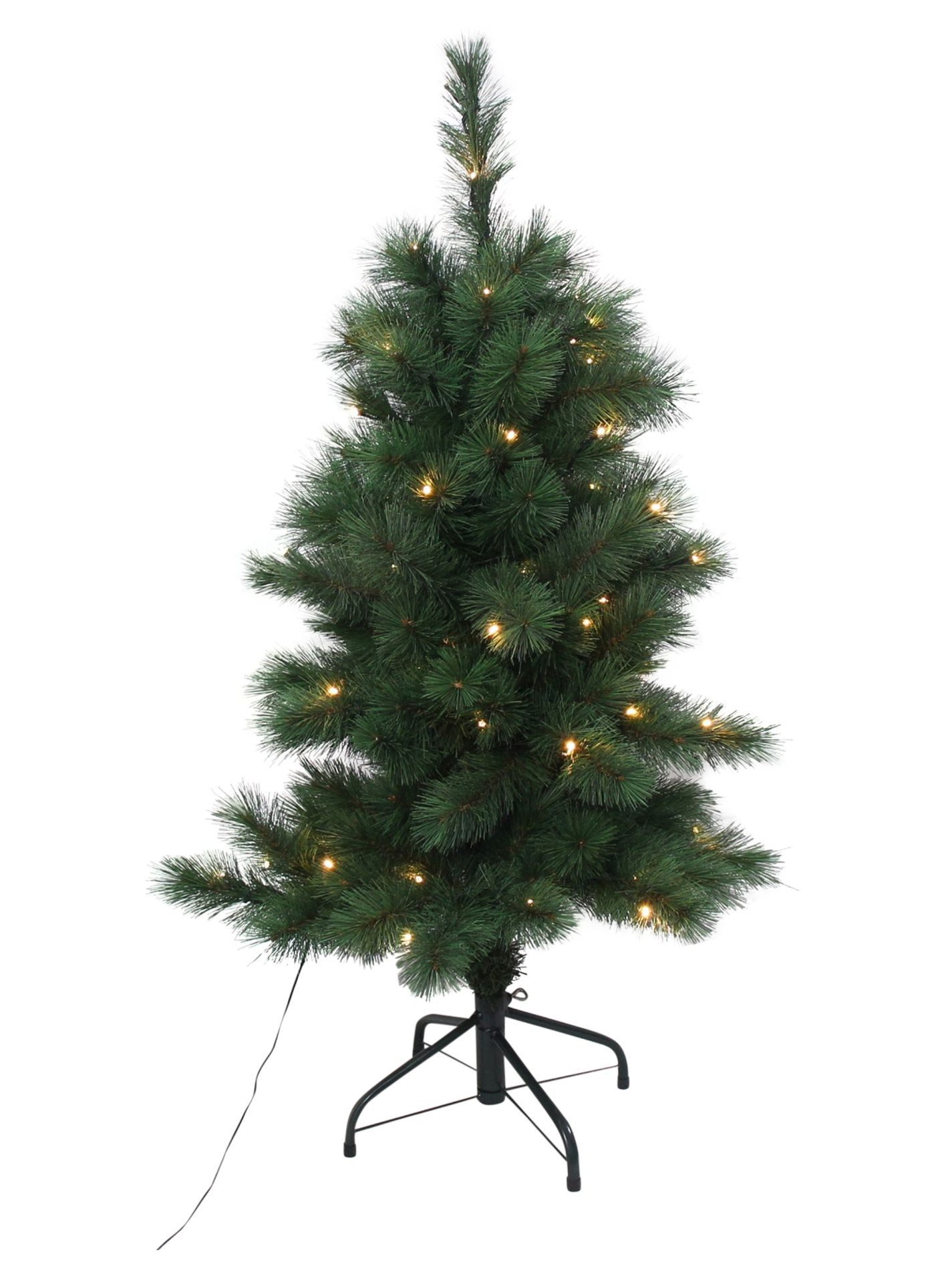 Frank Flechtwaren Künstlicher Weihnachtsbaum "Lichterglanz" Outdoor Tannenbaum für Balkon & Garten, 110 cm hoch, Kiefer, integrierte LED Lichterkette