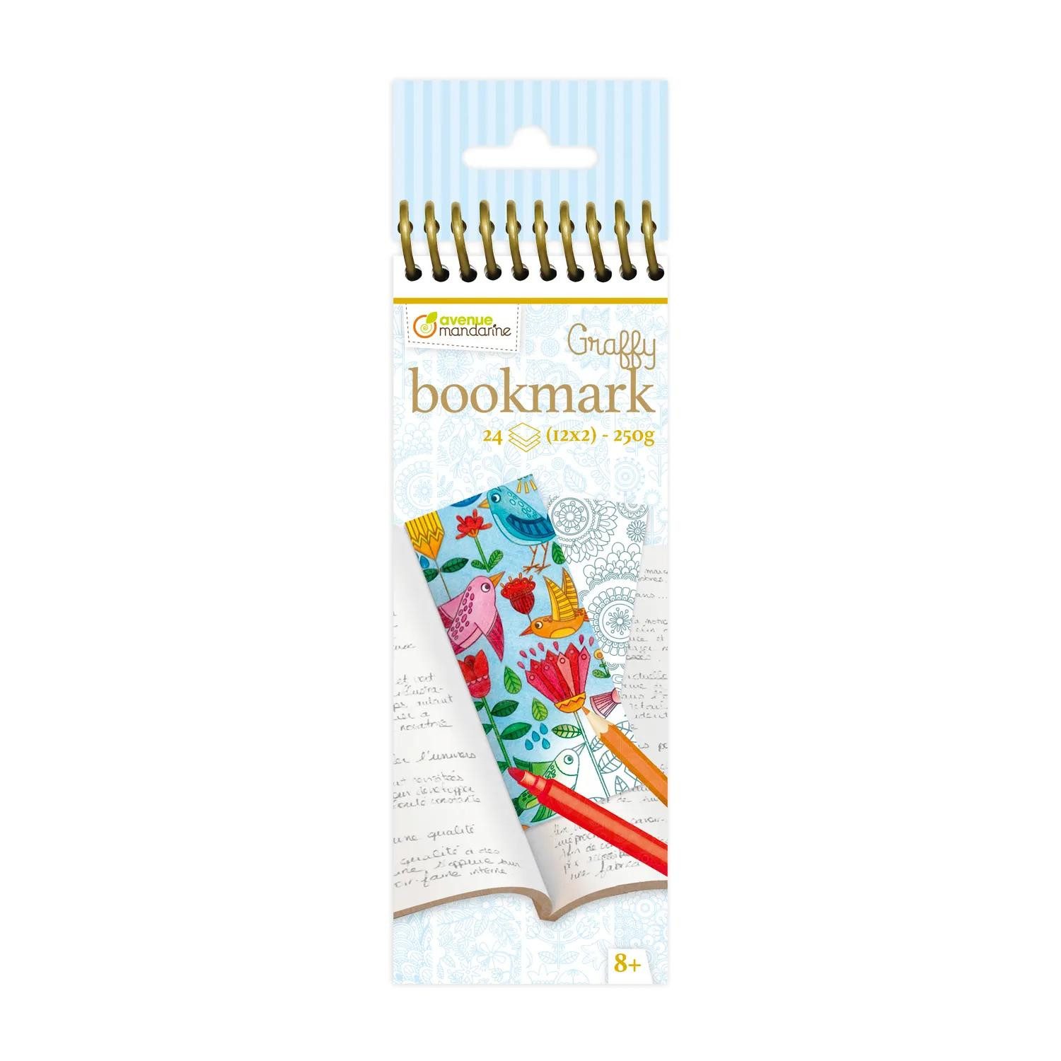 Avenue Mandarine Malvorlage 5x Graffy Bookmark, Mandala/Blumen GY038O, Ausmalbuch