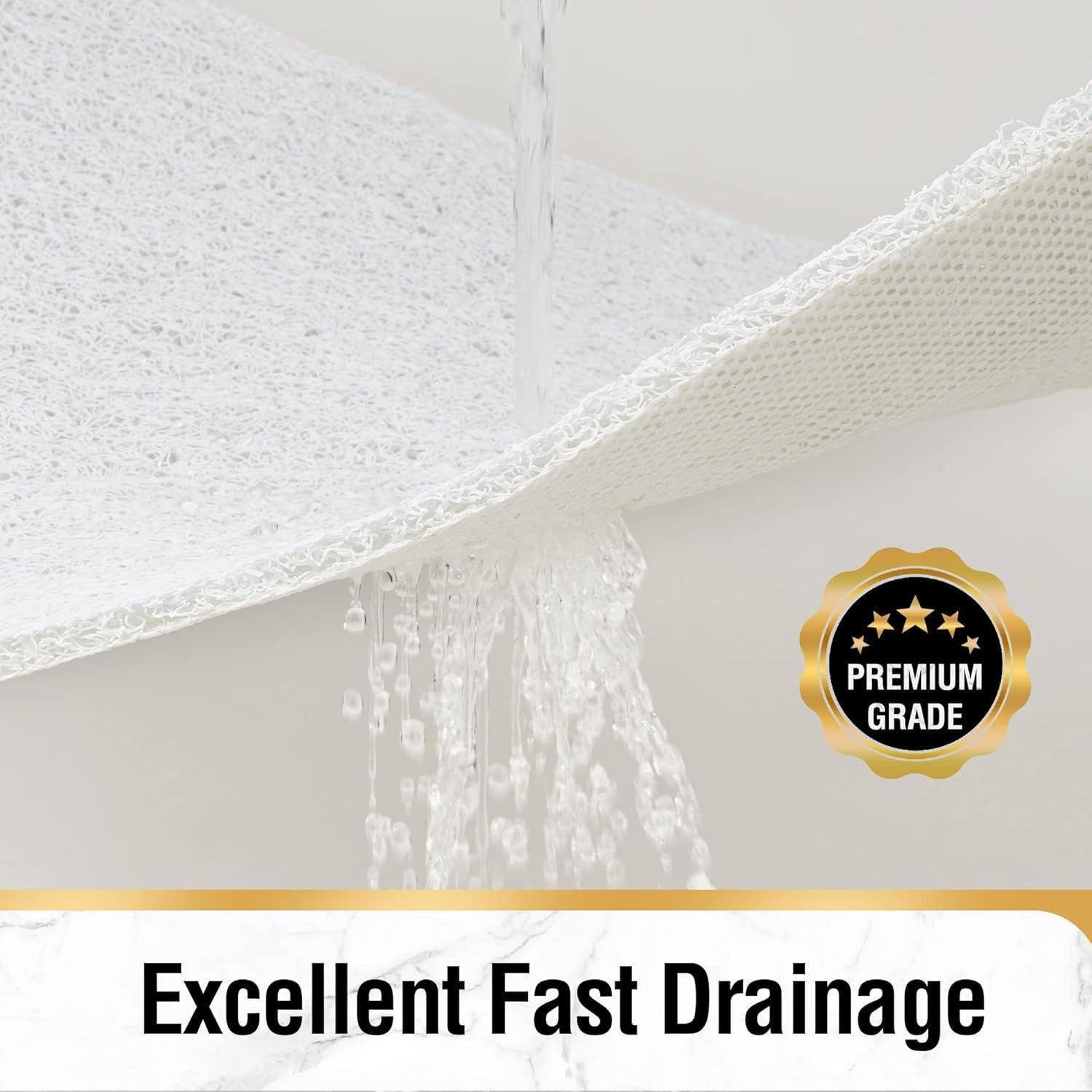 LuxusKollektion Duscheinlage Duschmatte rutschfest Ablauf PVC Luffa Weiß 60 x 60 cm (Quadratisch), B: 60 cm, L: 60 cm – Bild 5 von 5