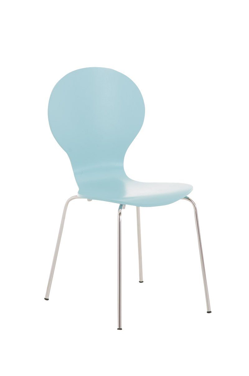 TPFLiving Besucherstuhl Daggy mit ergonomisch geformter Sitzfläche - Konferenzstuhl (Besprechungsstuhl - Warteraumstuhl - Messestuhl), Gestell: Metall chrom - Sitzfläche: Holz hellblau